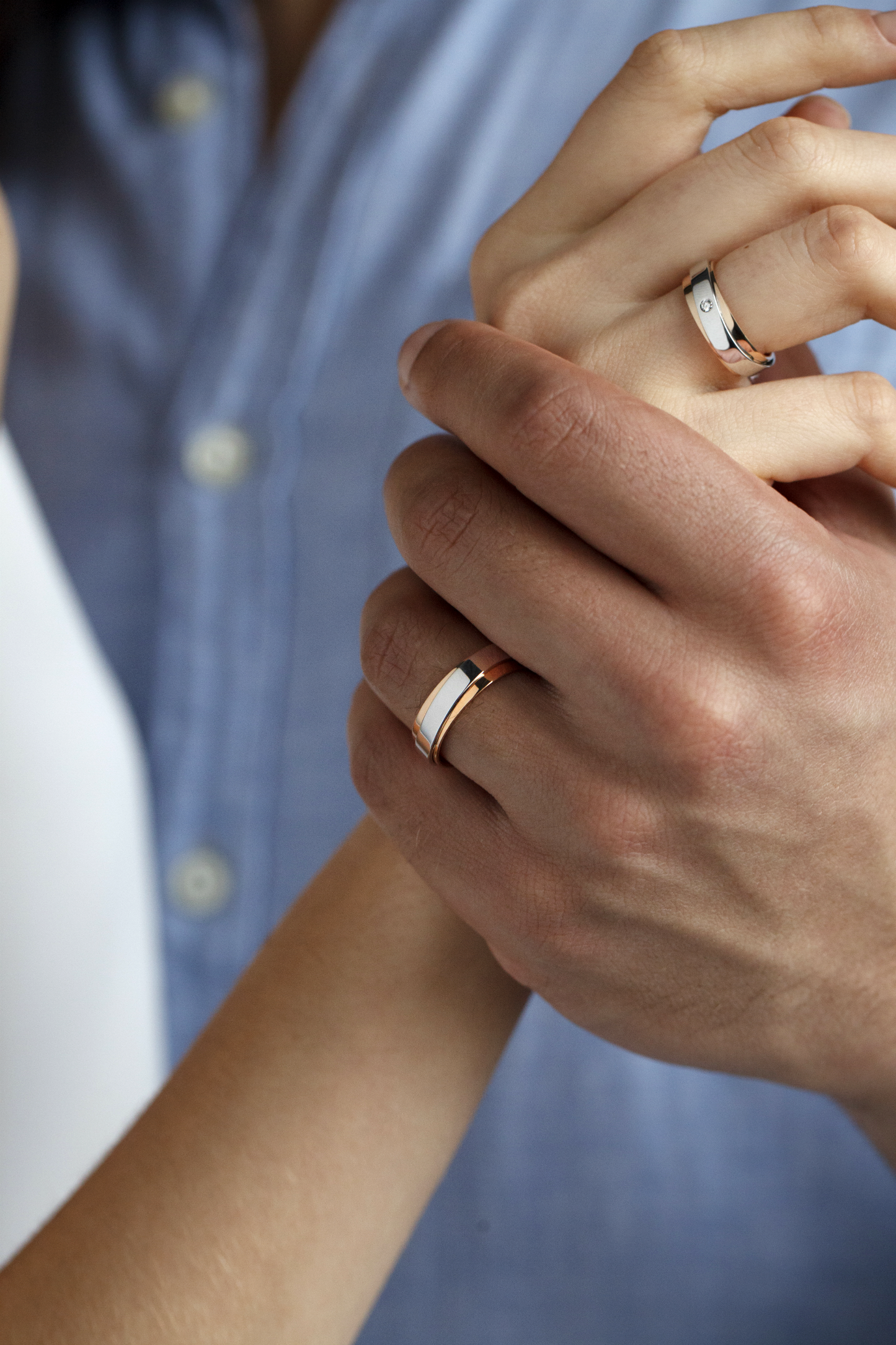 Matching couple rings set. Gold wedding bands set. Promise rings. Unique wedding bands. Two tone wedding bands. His and hers wedding bands. Unusual wedding rings. His and hers gold rings. Two tone wedding bands