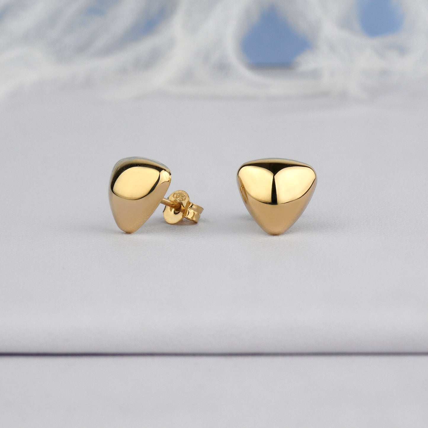 14k solid gold triangle stud earrings-Everyday gold earrings-Earrings for Women