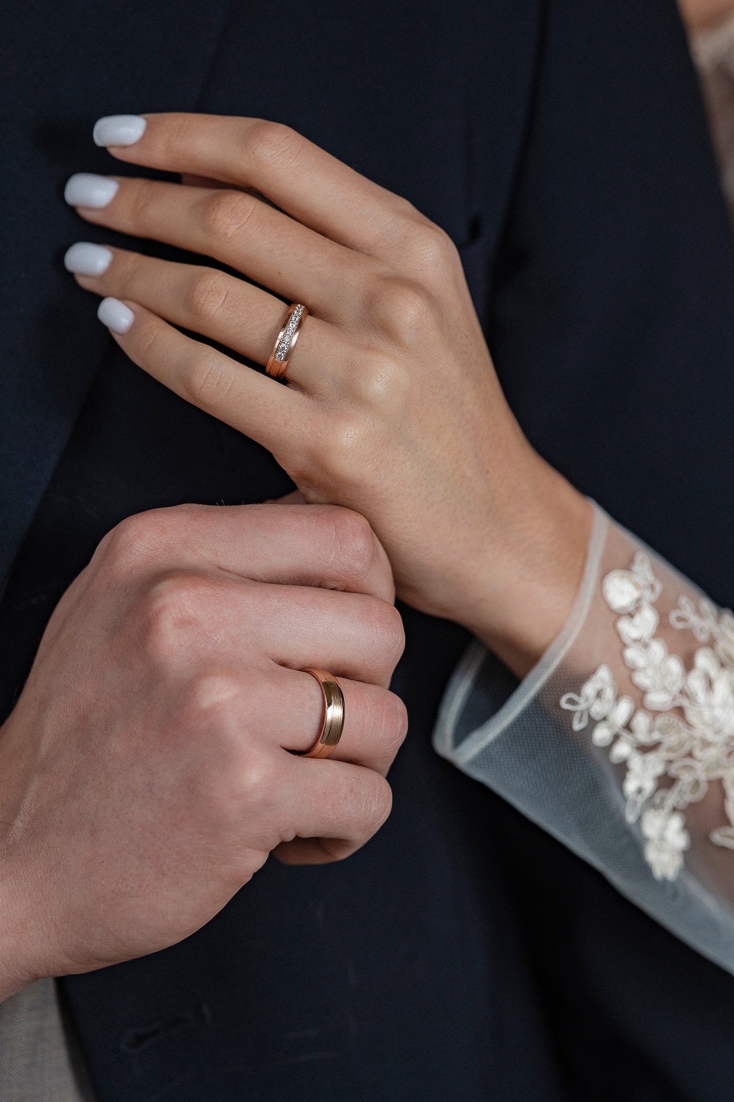 Wedding bands set his and hers. Couples wedding bands. Diamond wedding band. Unique matching wedding bands. His and hers wedding bands. Diamond wedding rings. Classic wedding rings set. Unique wedding bands.Rose gold wedding ring set