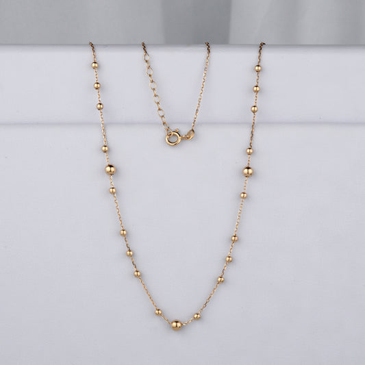 Gold necklace with round beads-14k Gold balls necklace-Delicate gold Chain Necklace