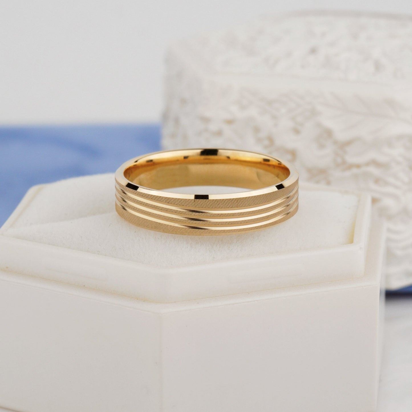 matte gold wedding bands-14k gold wedding rings, his and hers wedding bands,