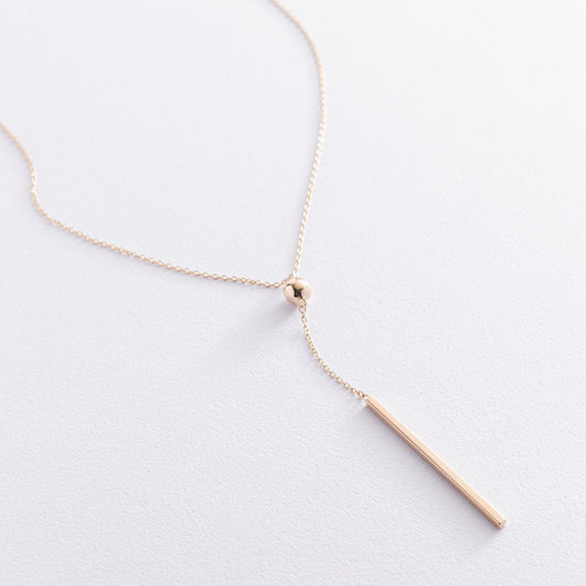 Vertical bar necklace -Gold bar pendant -Chain length: 45 cm-Weight: Approx. 2.95 g (±0.2)