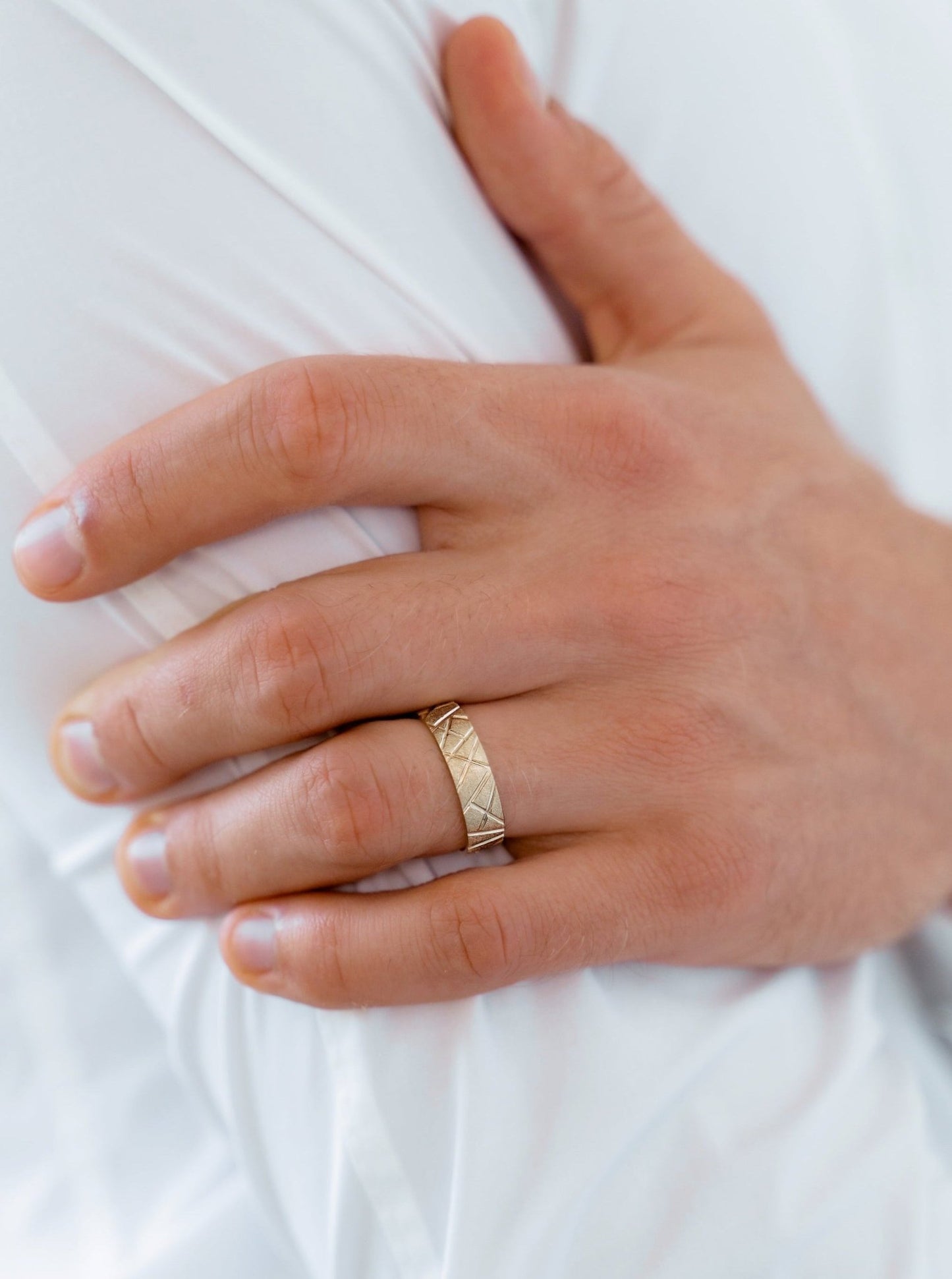 Brushed gold mens wedding band - escorialjewelry