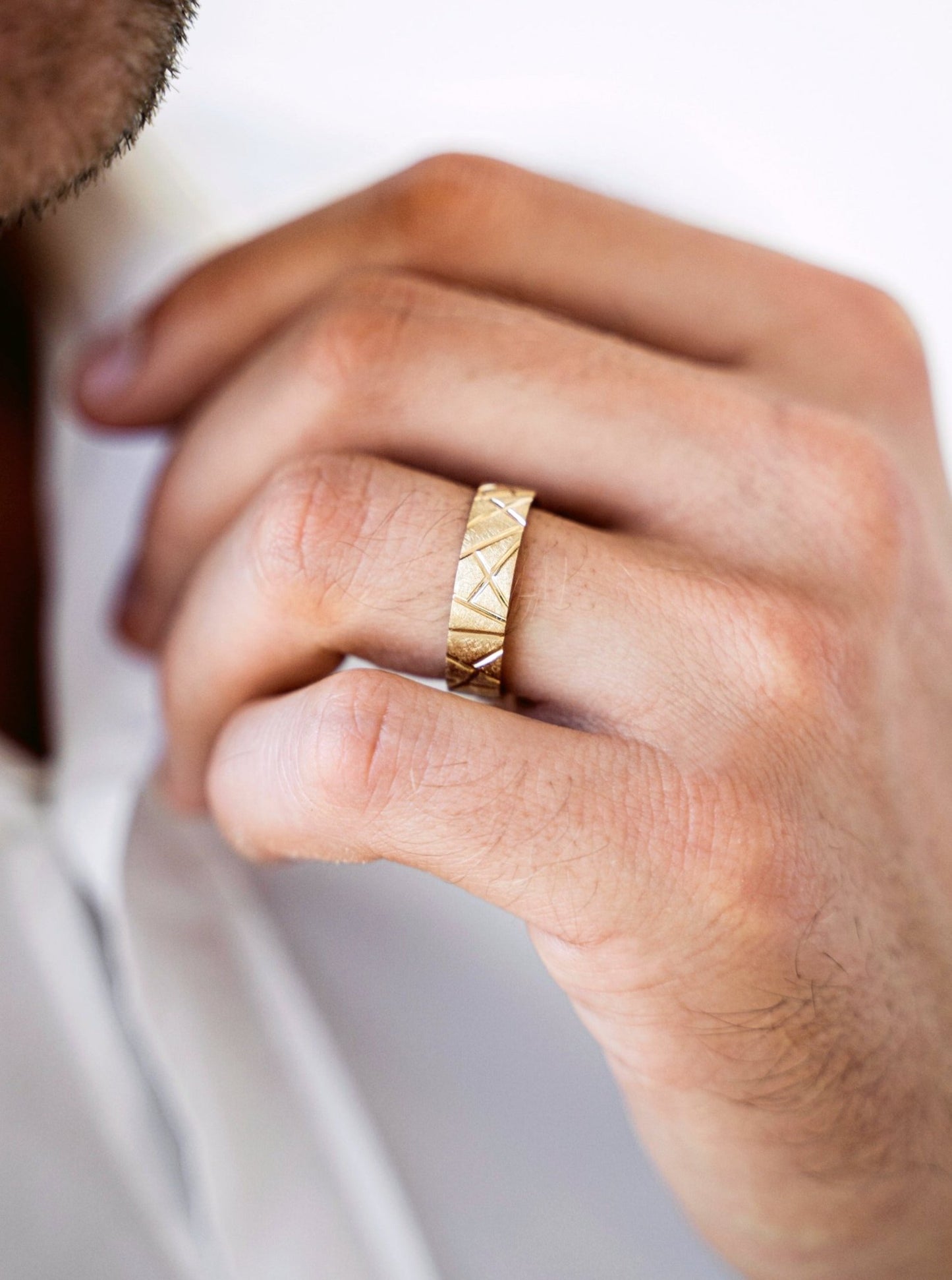 Brushed gold mens wedding band - 14k gold band - gold bands - gold rings - escorialjewelry