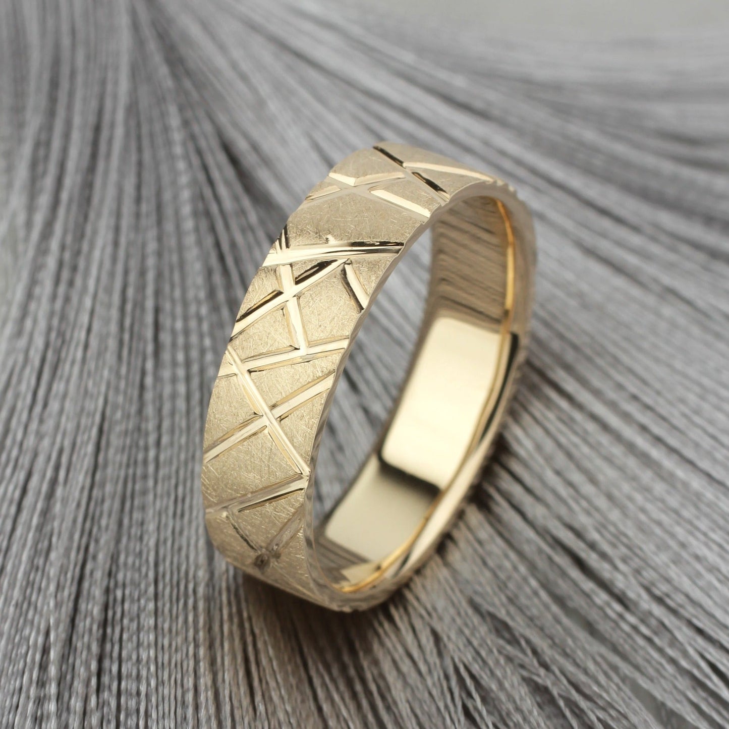 Brushed gold mens wedding band - 14k gold band - gold bands - gold rings - escorialjewelry
