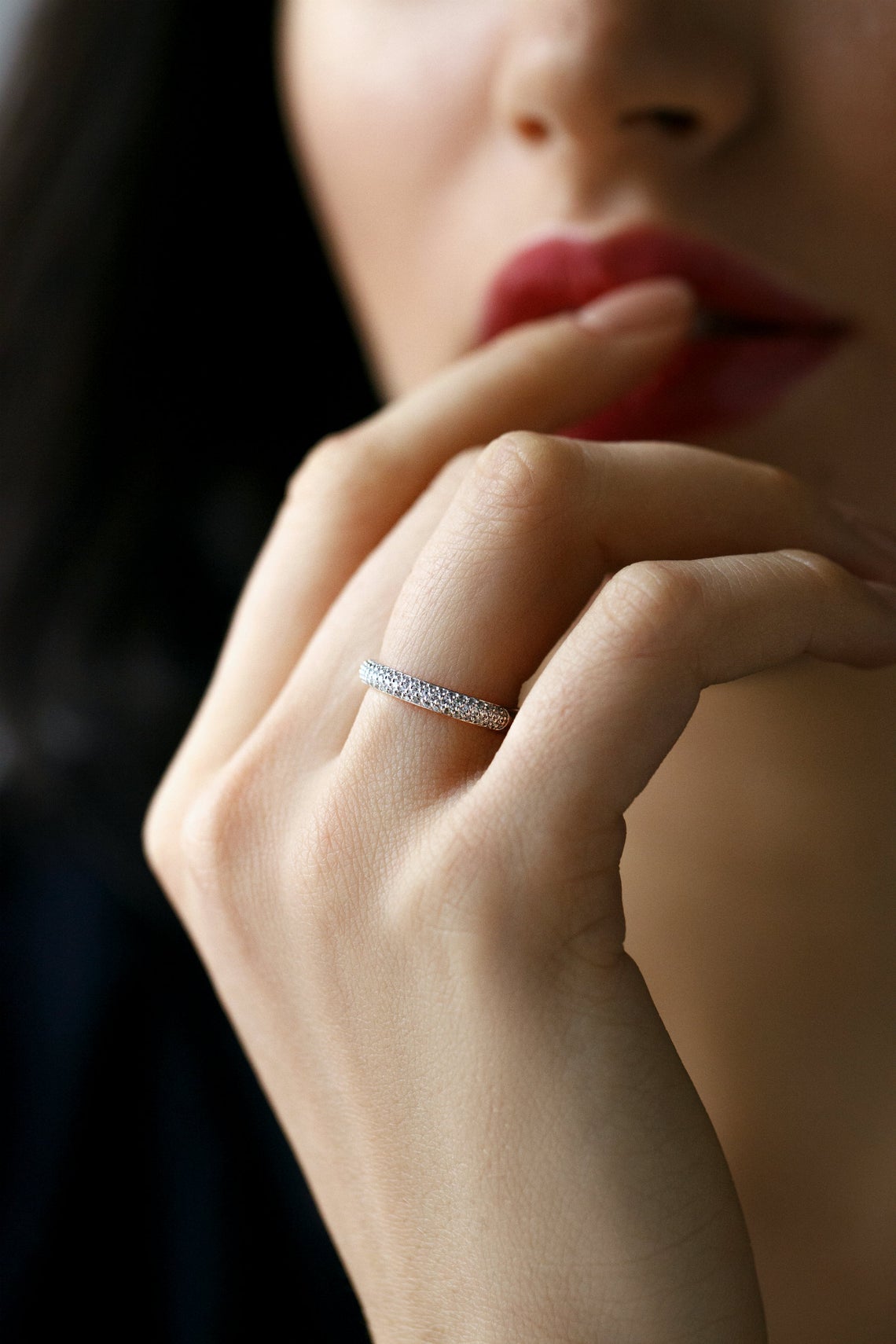 Classic gold ring with diamonds - 14k gold band - 14k gold ring - bridal ring - escorialjewelry