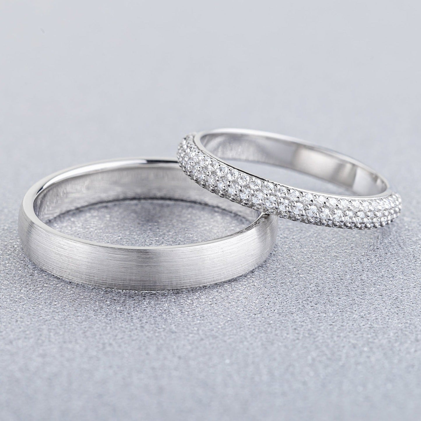 Classic wedding bands set with diamonds - classic wedding bands - couple rings - couple wedding bands - escorialjewelry