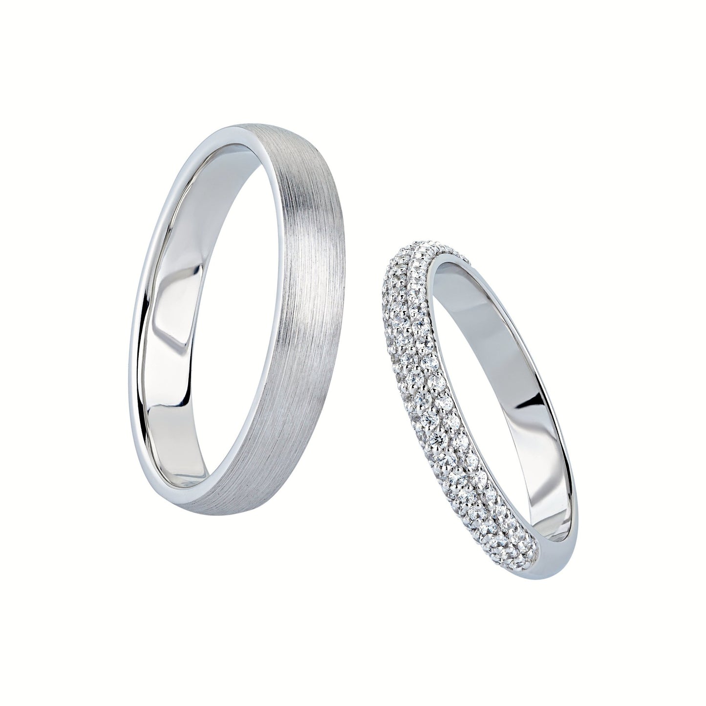 Classic wedding bands set with diamonds - classic wedding bands - couple rings - couple wedding bands - escorialjewelry