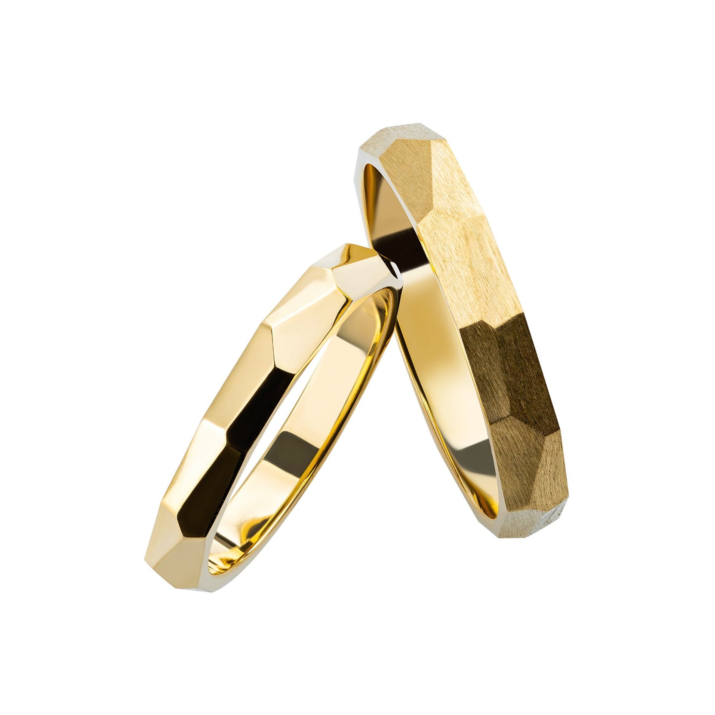 Couple wedding rings with faceted surface - couple rings - couple rings set - couple wedding bands - escorialjewelry