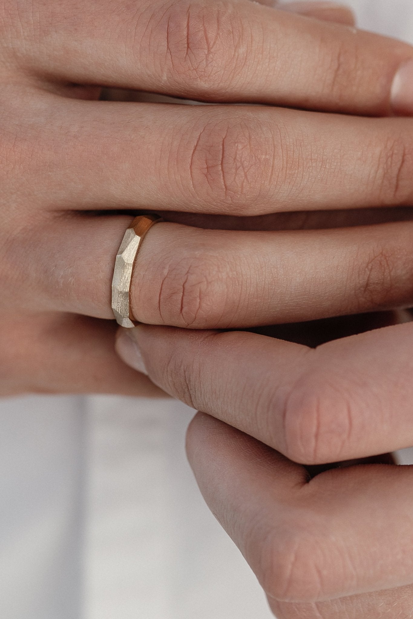 Couple wedding rings with faceted surface - couple rings - couple rings set - couple wedding bands - escorialjewelry