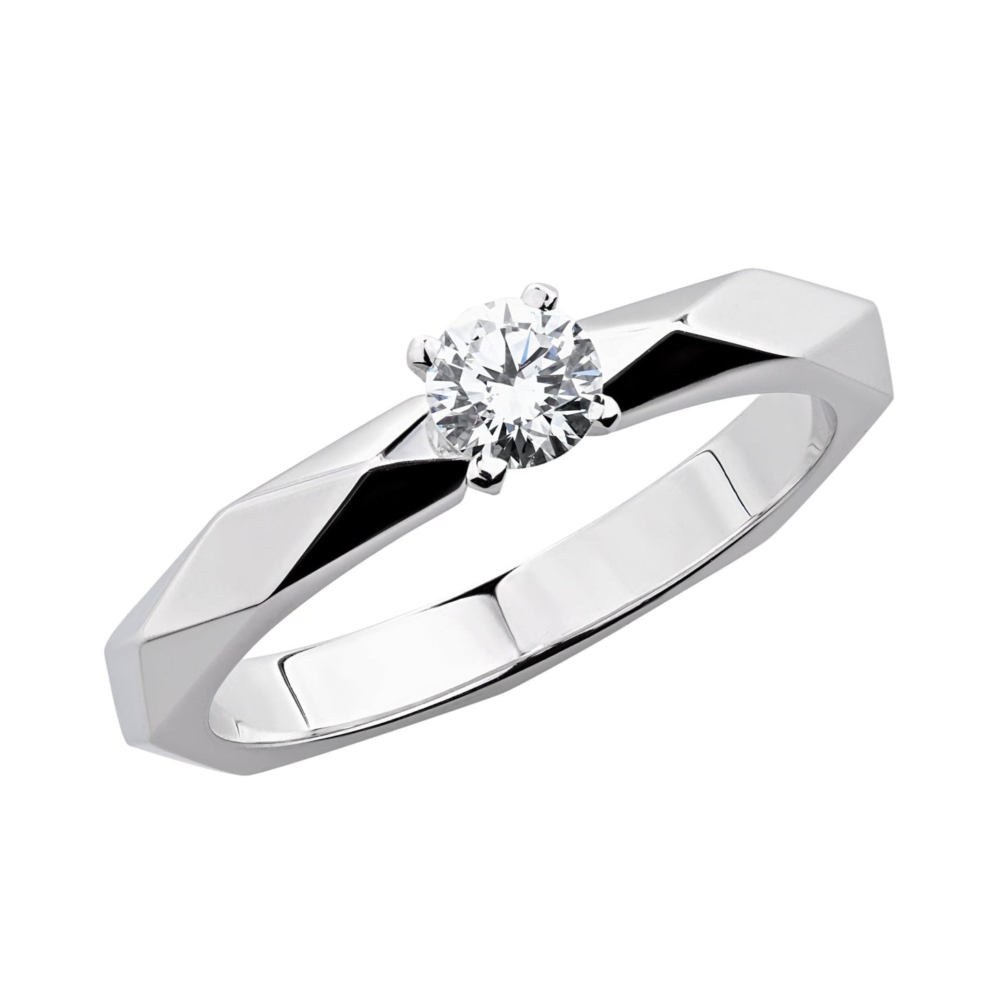 Faceted engagement ring with diamond - diamond engagement ring - diamond ring - engagement ring - escorialjewelry