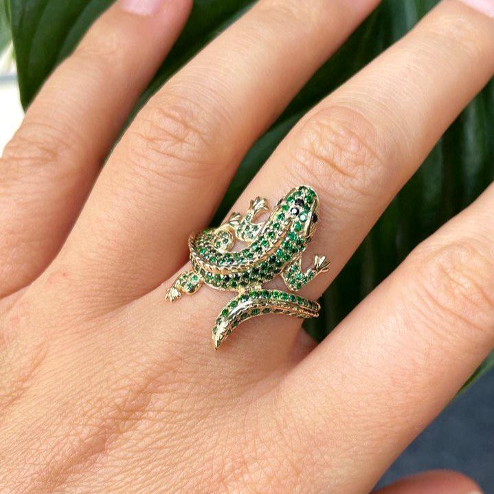 Gold lizard ring - Gecko Ring - gold lizard ring - reptile gold ring - escorialjewelry