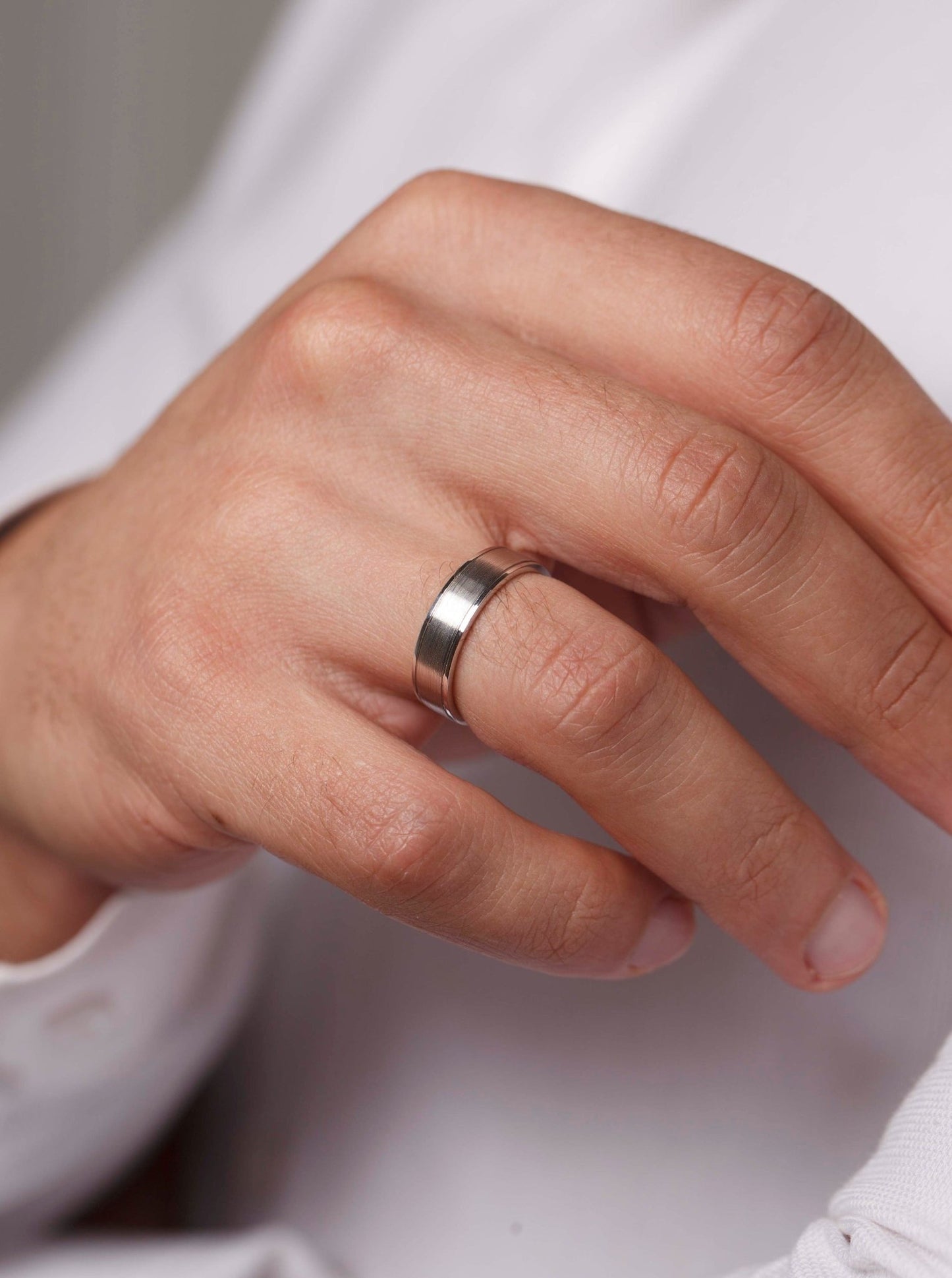 Gold men's wedding band with brushed finish - 14k gold band - gold bands - gold rings - escorialjewelry