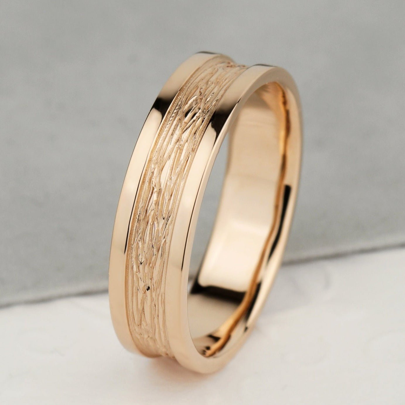 Gold wedding band with textured surface - 14k gold band - gold bands - gold rings - escorialjewelry
