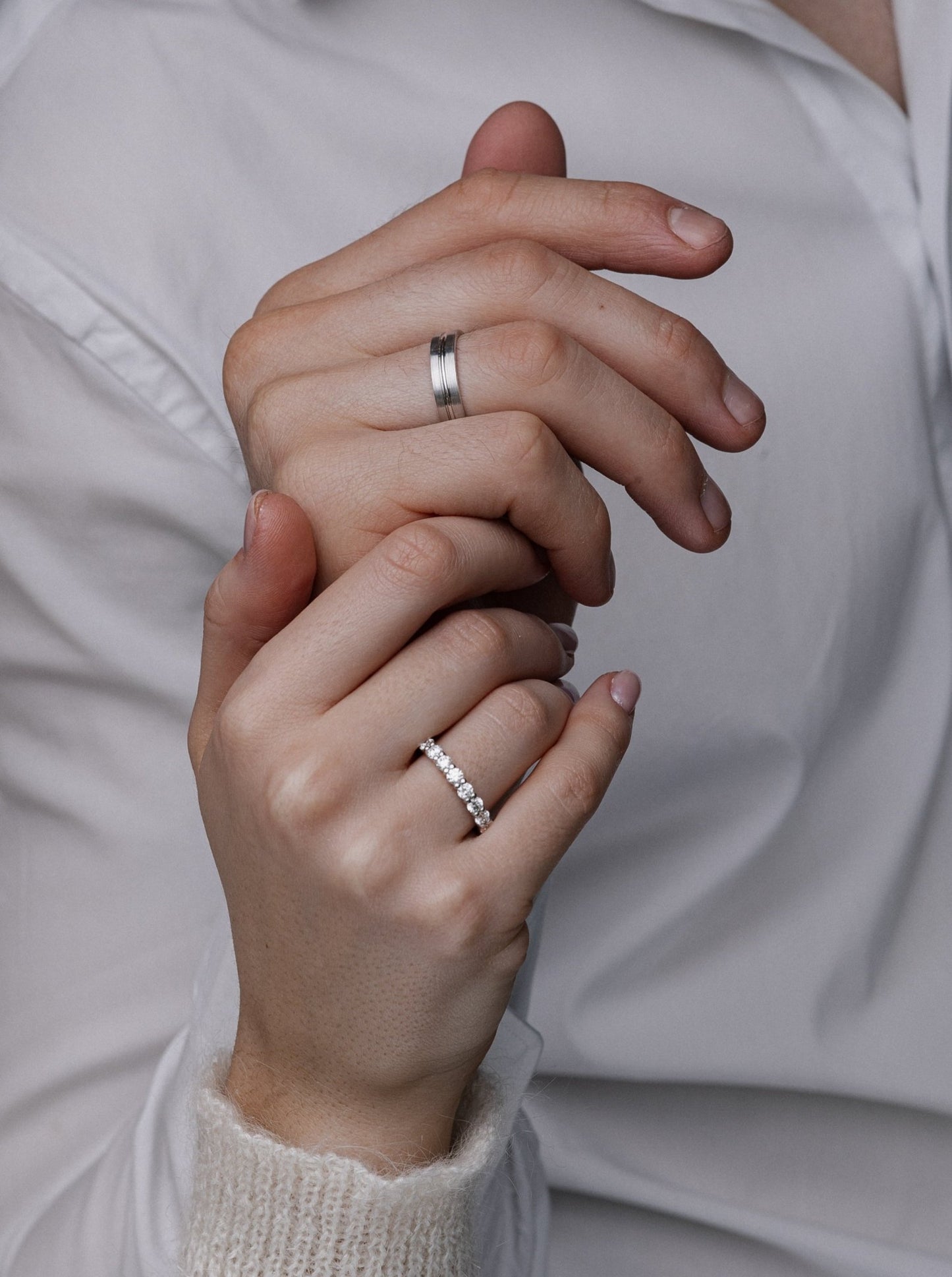Gold wedding rings set with diamonds - couple rings - couple wedding bands - diamond gold band - escorialjewelry