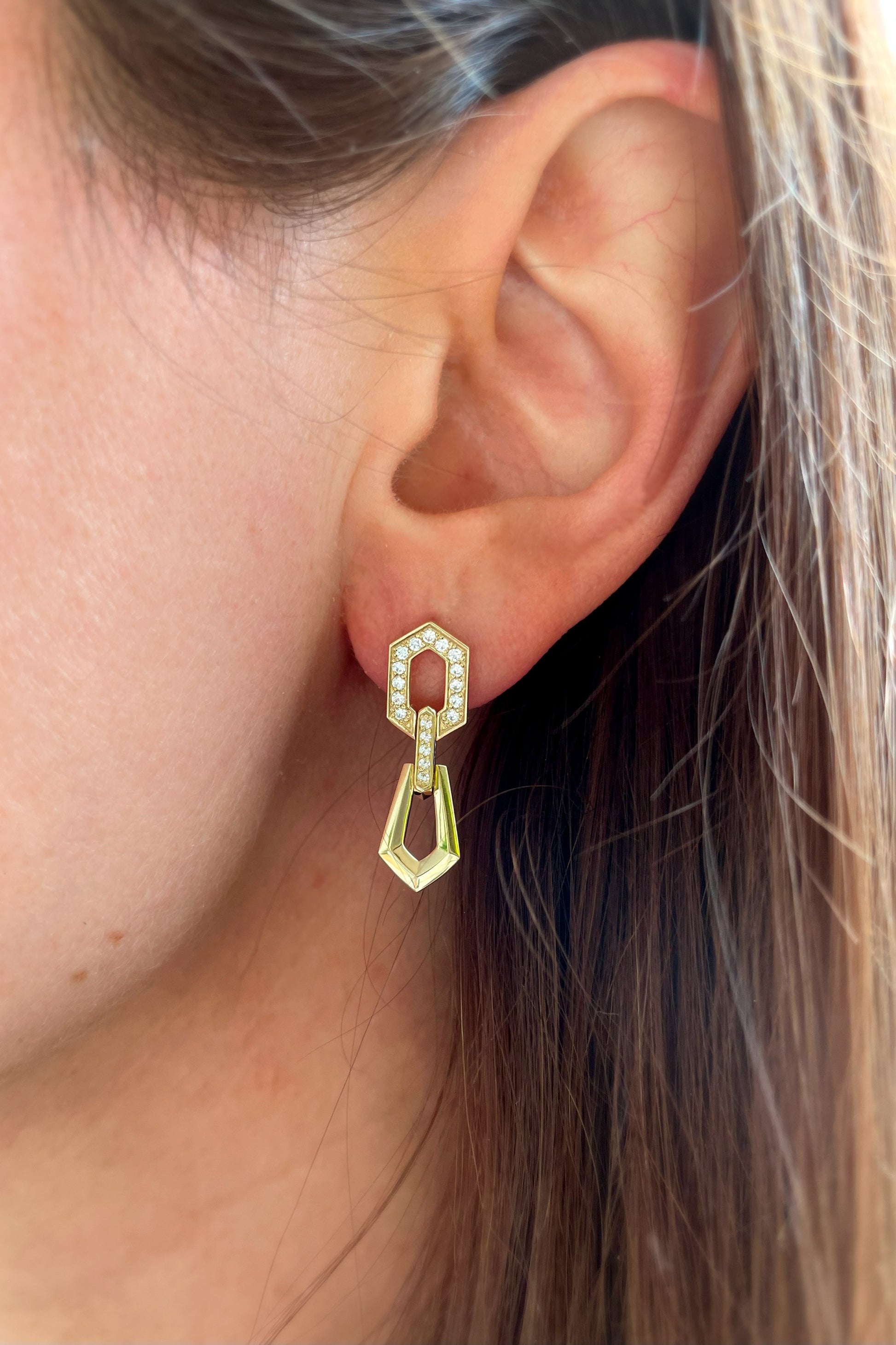 gold modern earrings