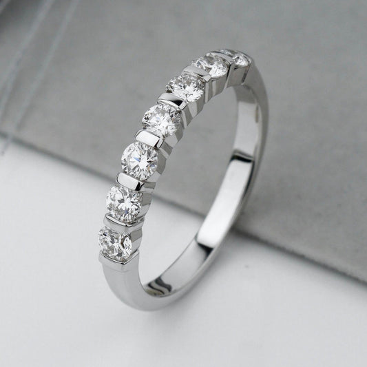 Half eternity diamond band - 14k gold band - 14k gold ring - bridal ring - escorialjewelry