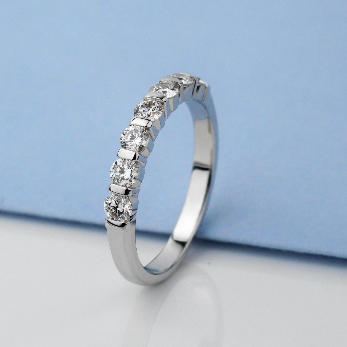 Half eternity diamond band - 14k gold band - 14k gold ring - bridal ring - escorialjewelry