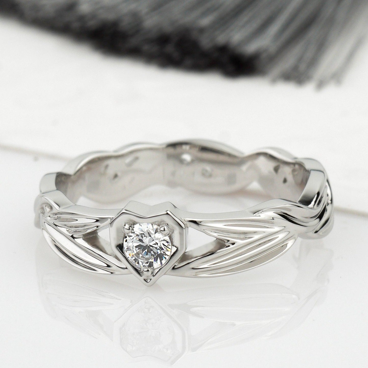 Heart engagement ring with diamond - diamond engagement ring - diamond ring - engagement ring - escorialjewelry
