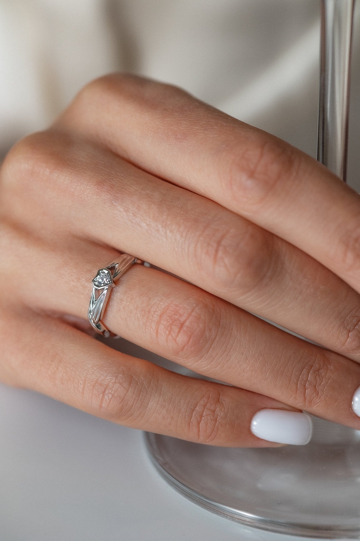 Heart engagement ring with diamond - diamond engagement ring - diamond ring - engagement ring - escorialjewelry
