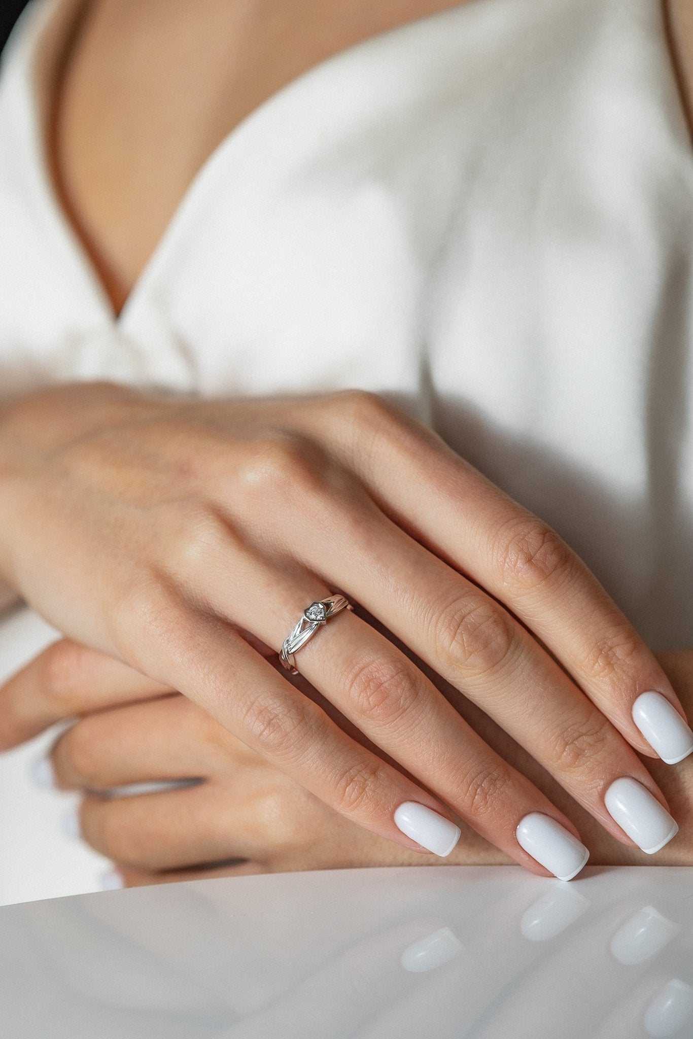 Heart engagement ring with diamond - diamond engagement ring - diamond ring - engagement ring - escorialjewelry