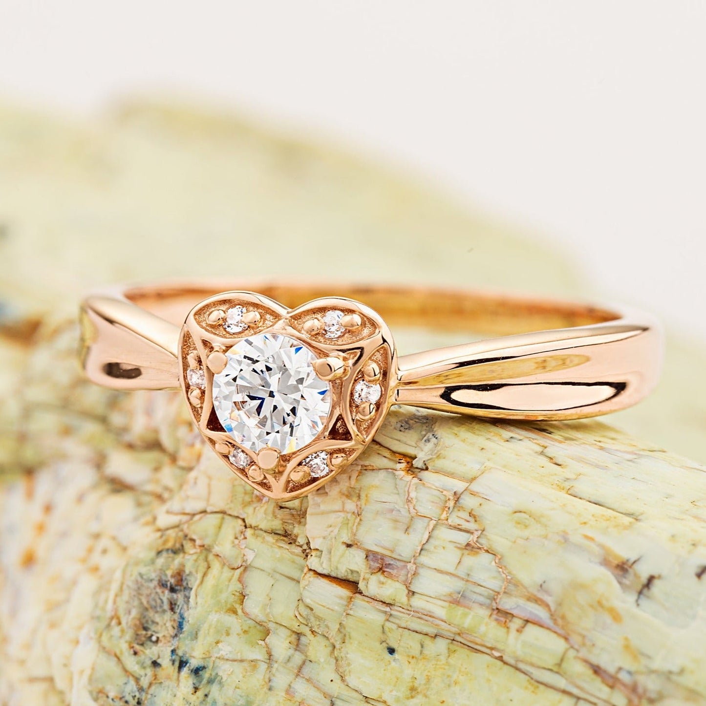 Heart shaped diamond engagement ring - diamond engagement ring - diamond ring - engagement ring - escorialjewelry