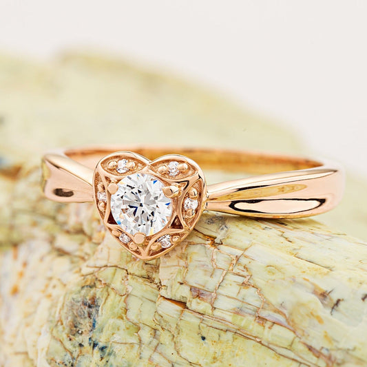 Heart shaped diamond engagement ring - diamond engagement ring - diamond ring - engagement ring - escorialjewelry