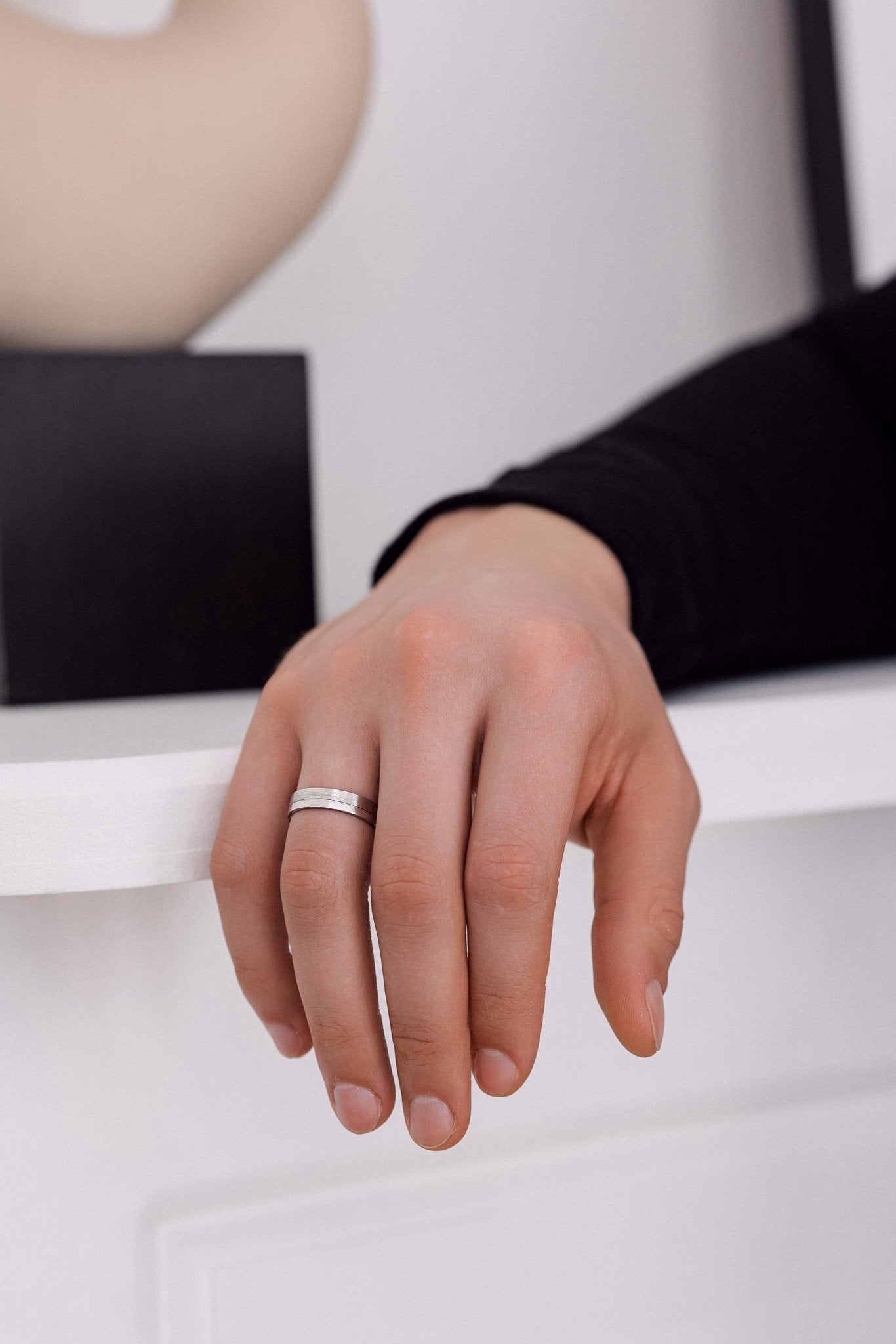 His and hers wedding bands set with diamonds in her ring - couple rings - couple wedding bands - diamond gold band - escorialjewelry