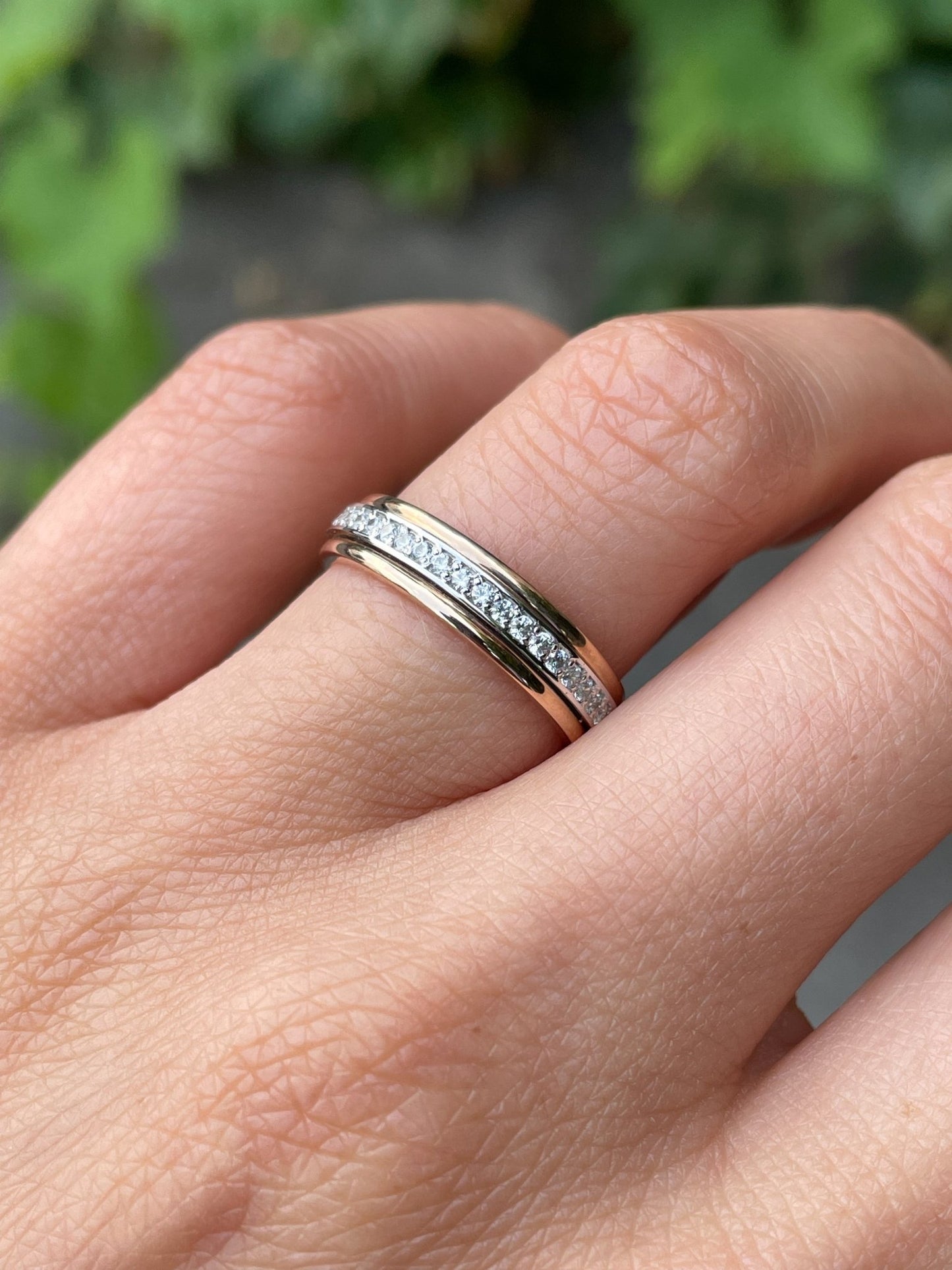 Matching wedding bands made of two colors of gold - couple rings - couple rings set - couple wedding bands - escorialjewelry