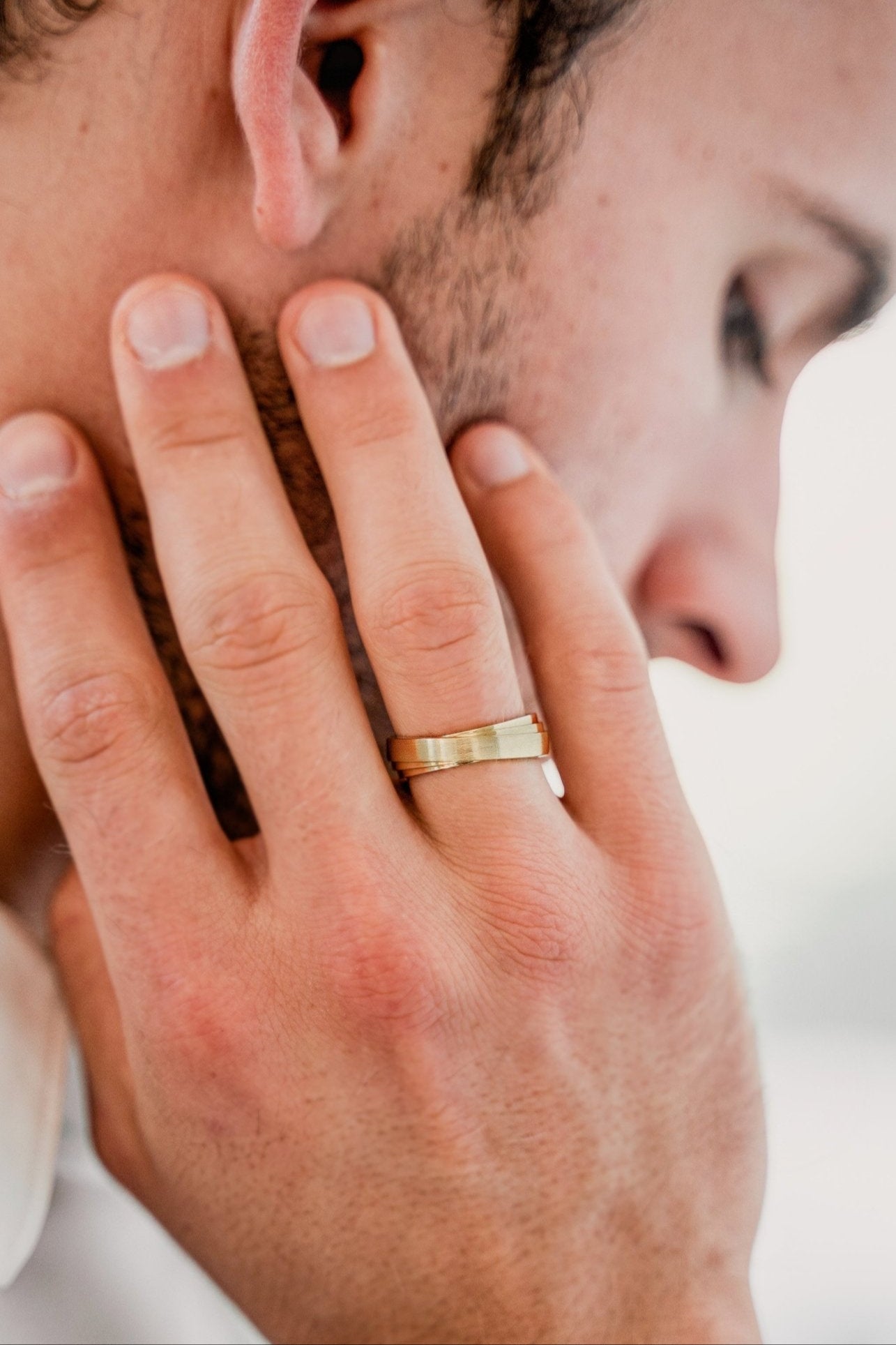 Matching wedding bands with unique design - couple rings - couple rings set - couple wedding bands - escorialjewelry