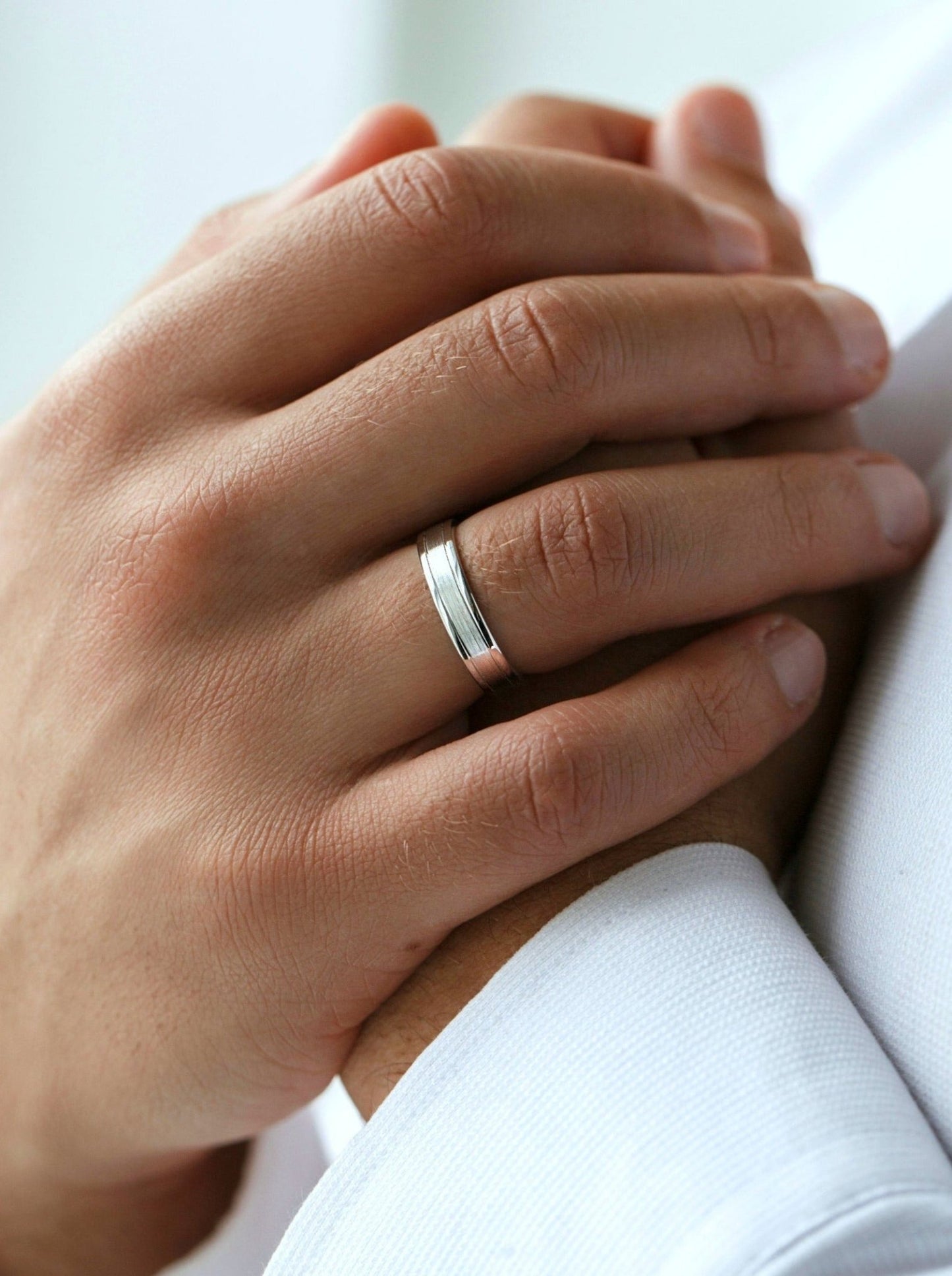 Men's wedding band with matte and polished finish - 14k gold band - gold bands - gold rings - escorialjewelry