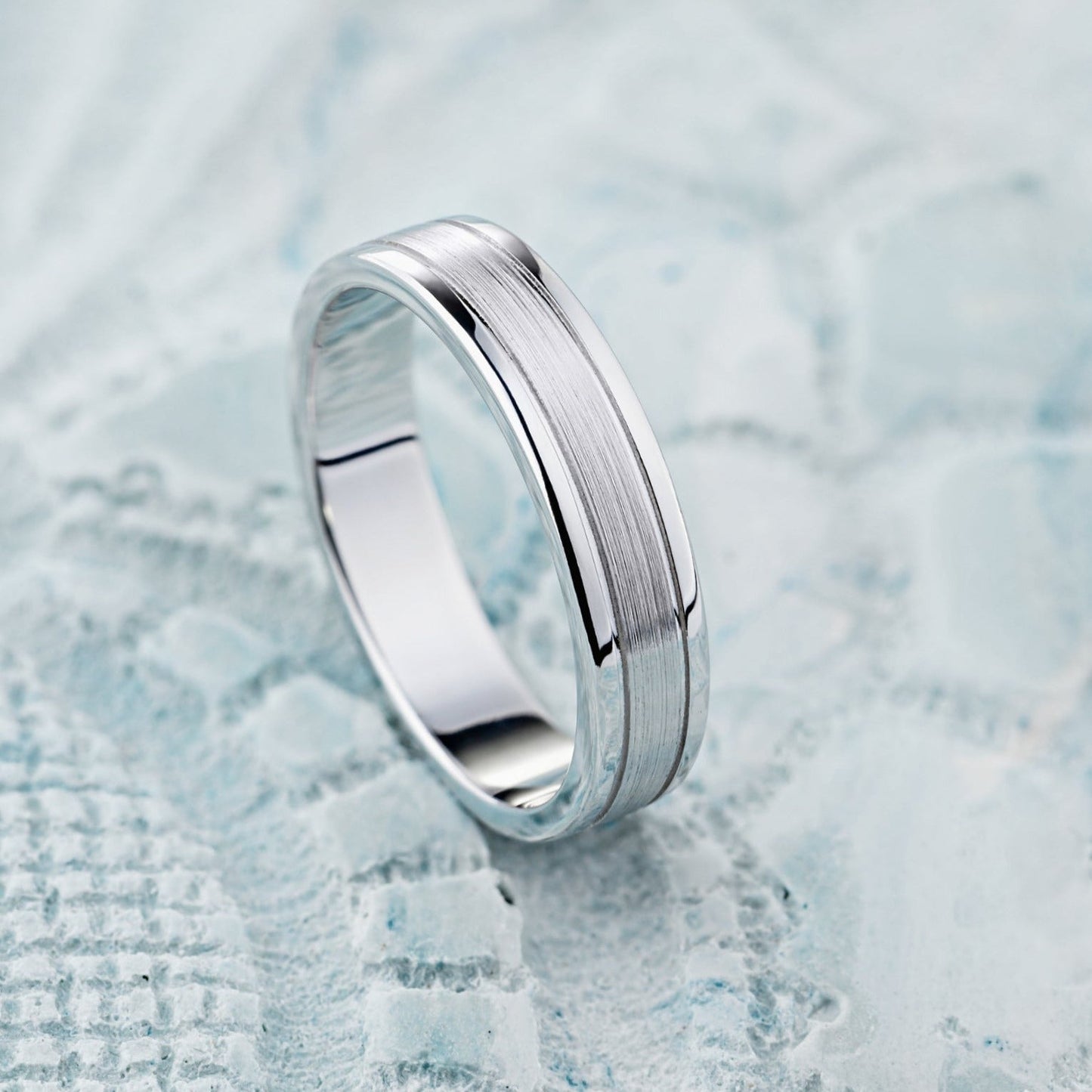 Men's wedding band with matte and polished finish - 14k gold band - gold bands - gold rings - escorialjewelry