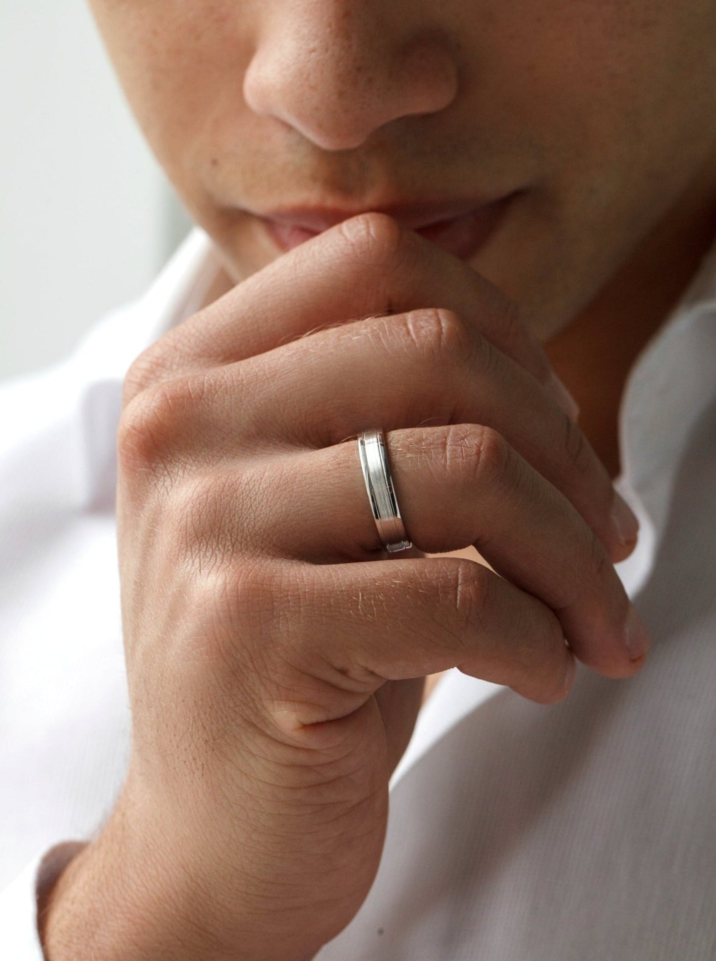 Men's wedding band with matte and polished finish - 14k gold band - gold bands - gold rings - escorialjewelry