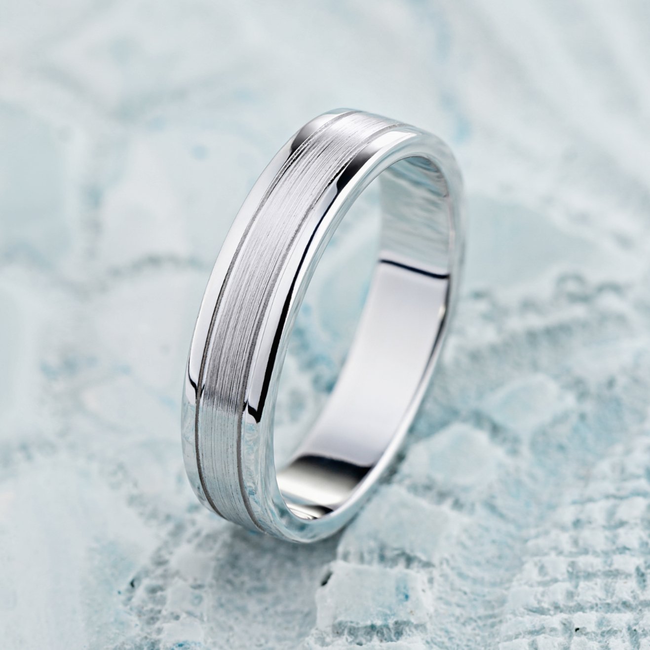 Men's wedding band with matte and polished finish - 14k gold band - gold bands - gold rings - escorialjewelry