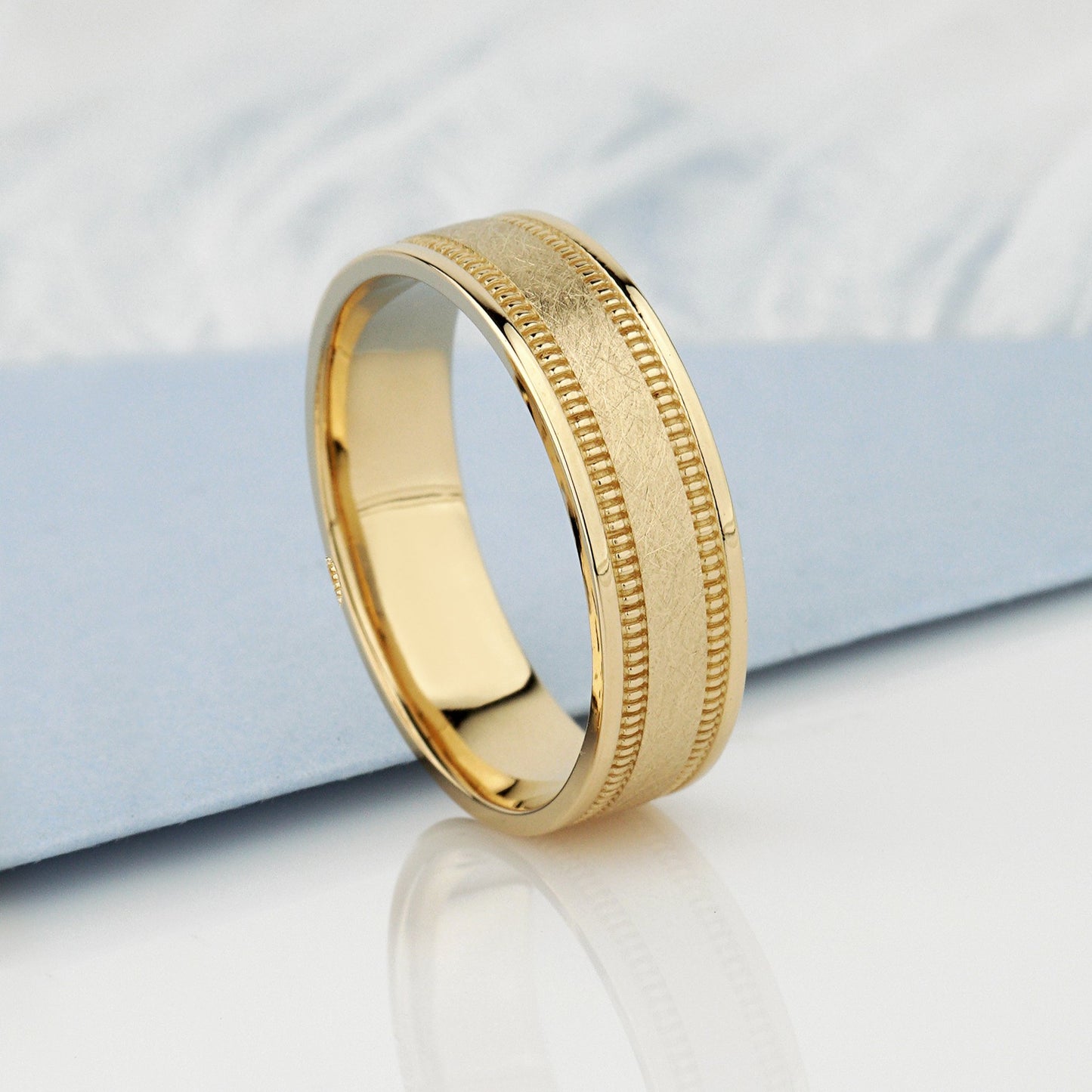 Men's wedding ring with milgrain details - male wedding band - matte men's ring - men's gold ring - escorialjewelry