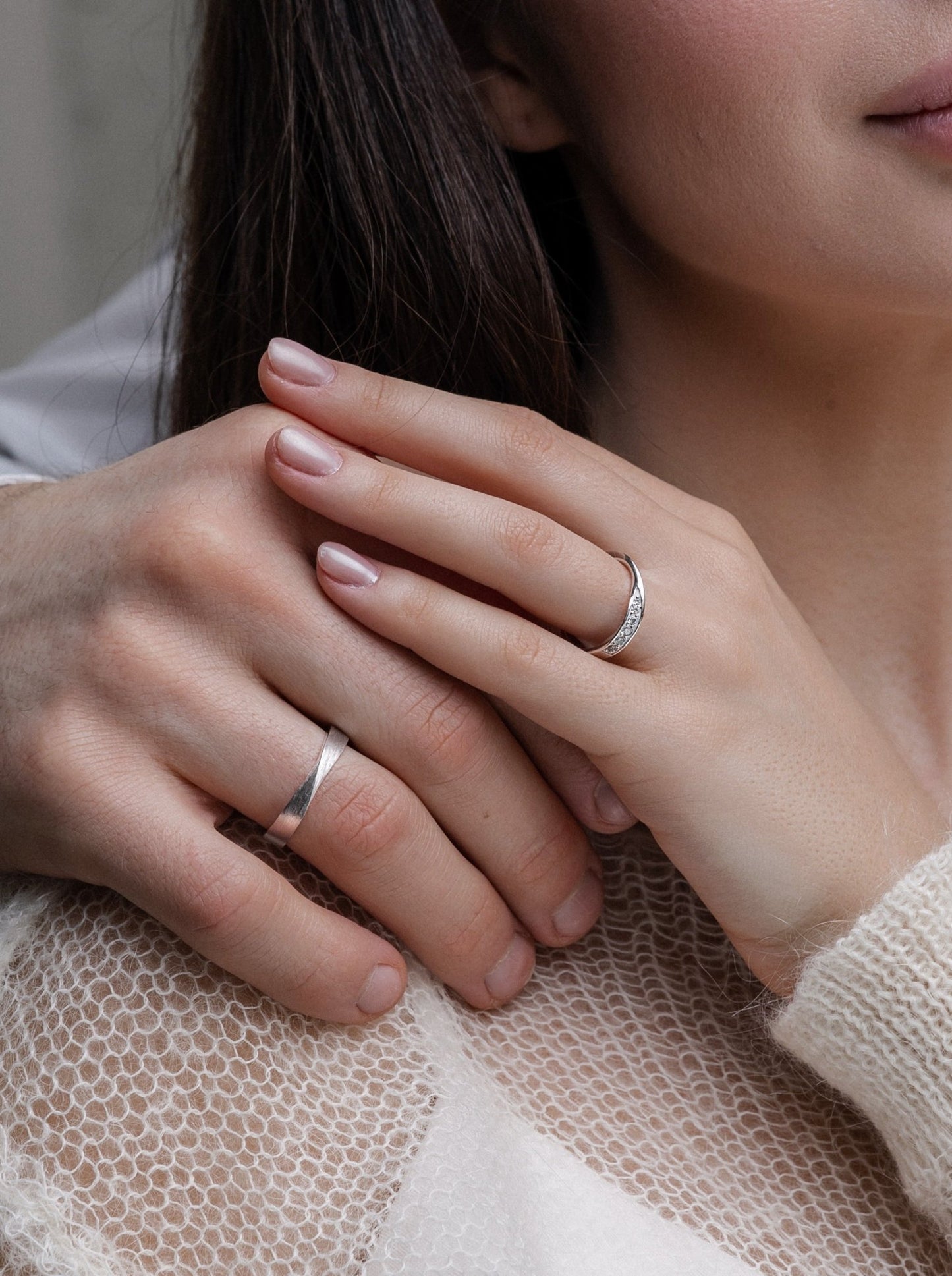 Mobius wedding rings with diamonds - couple rings - couple wedding bands - curved wedding bands - escorialjewelry