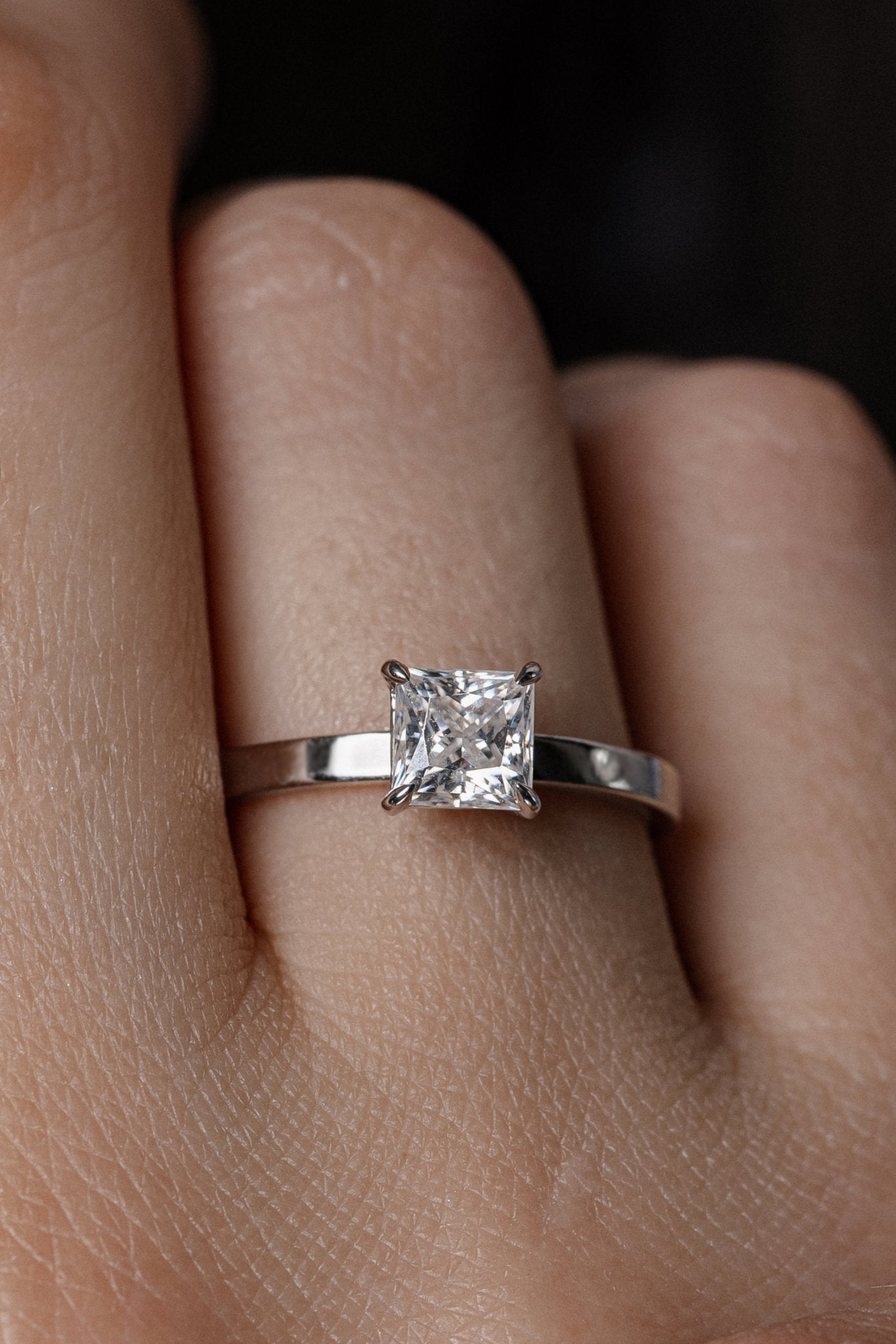 Princess cut moissanite solitaire ring - classic engagement ring - diamond engagement ring - engagement ring - escorialjewelry