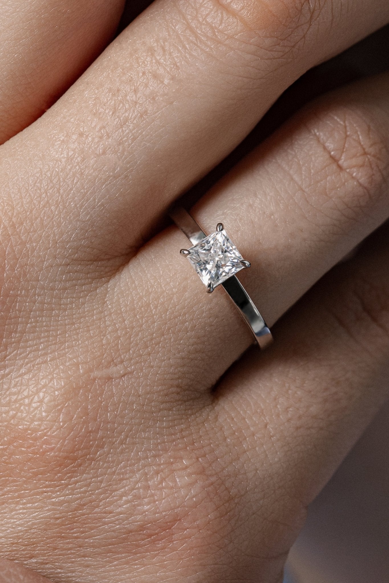 Princess cut moissanite solitaire ring - classic engagement ring - diamond engagement ring - engagement ring - escorialjewelry