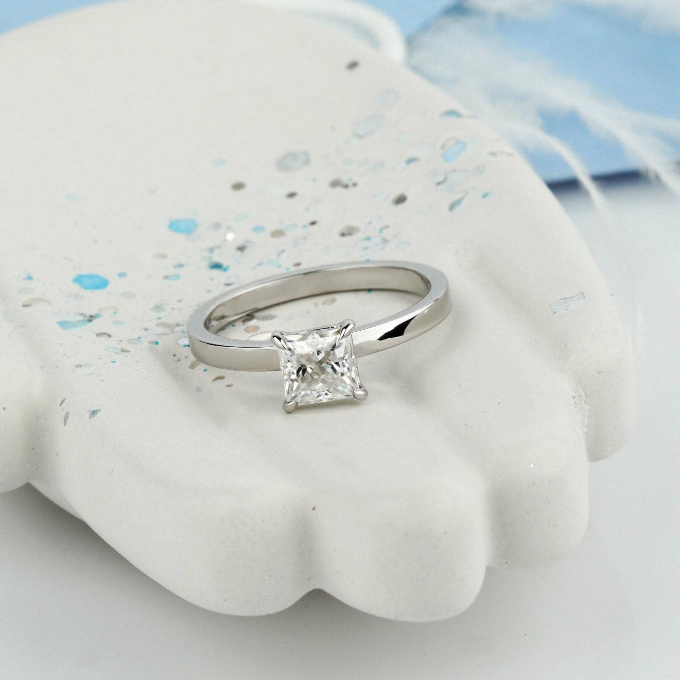Princess cut moissanite solitaire ring - classic engagement ring - diamond engagement ring - engagement ring - escorialjewelry