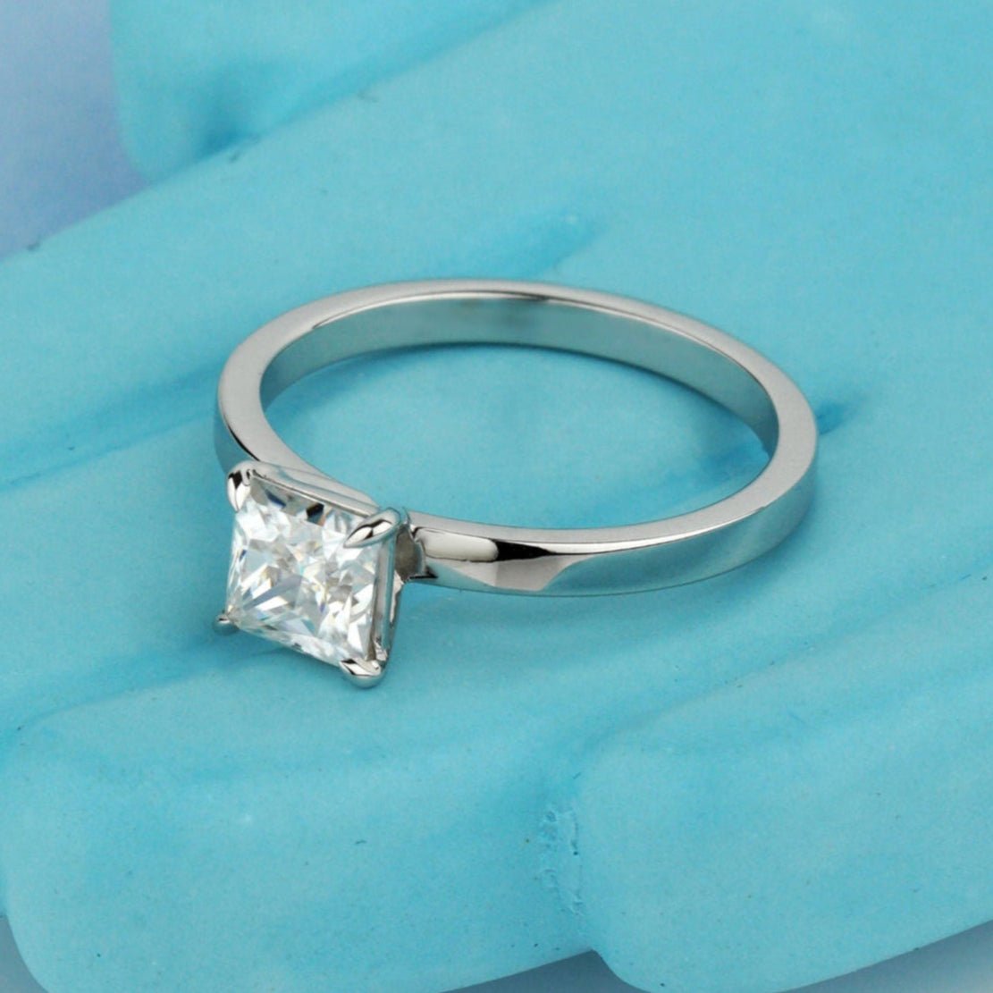 Princess cut moissanite solitaire ring - classic engagement ring - diamond engagement ring - engagement ring - escorialjewelry