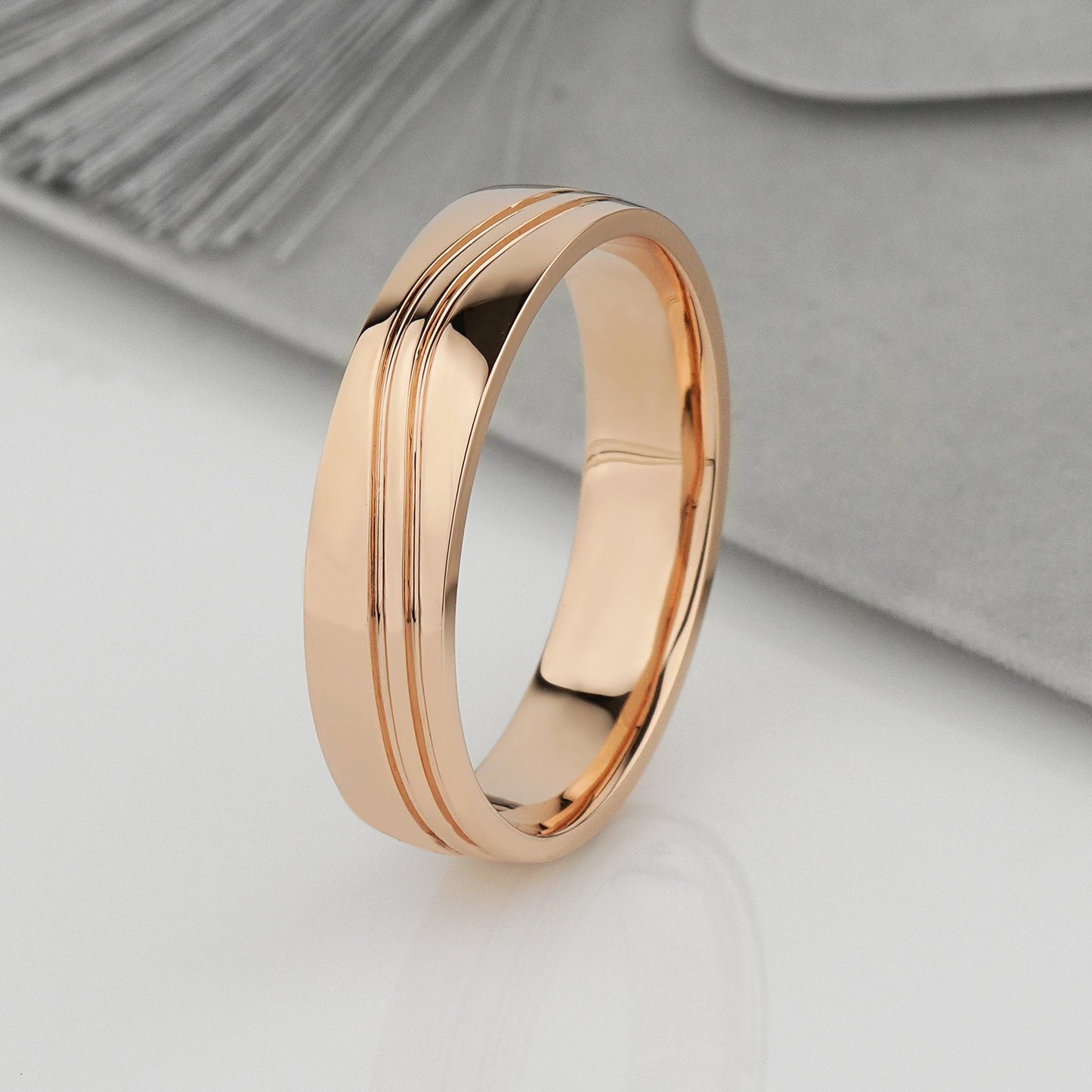 rose gold wedding rings set