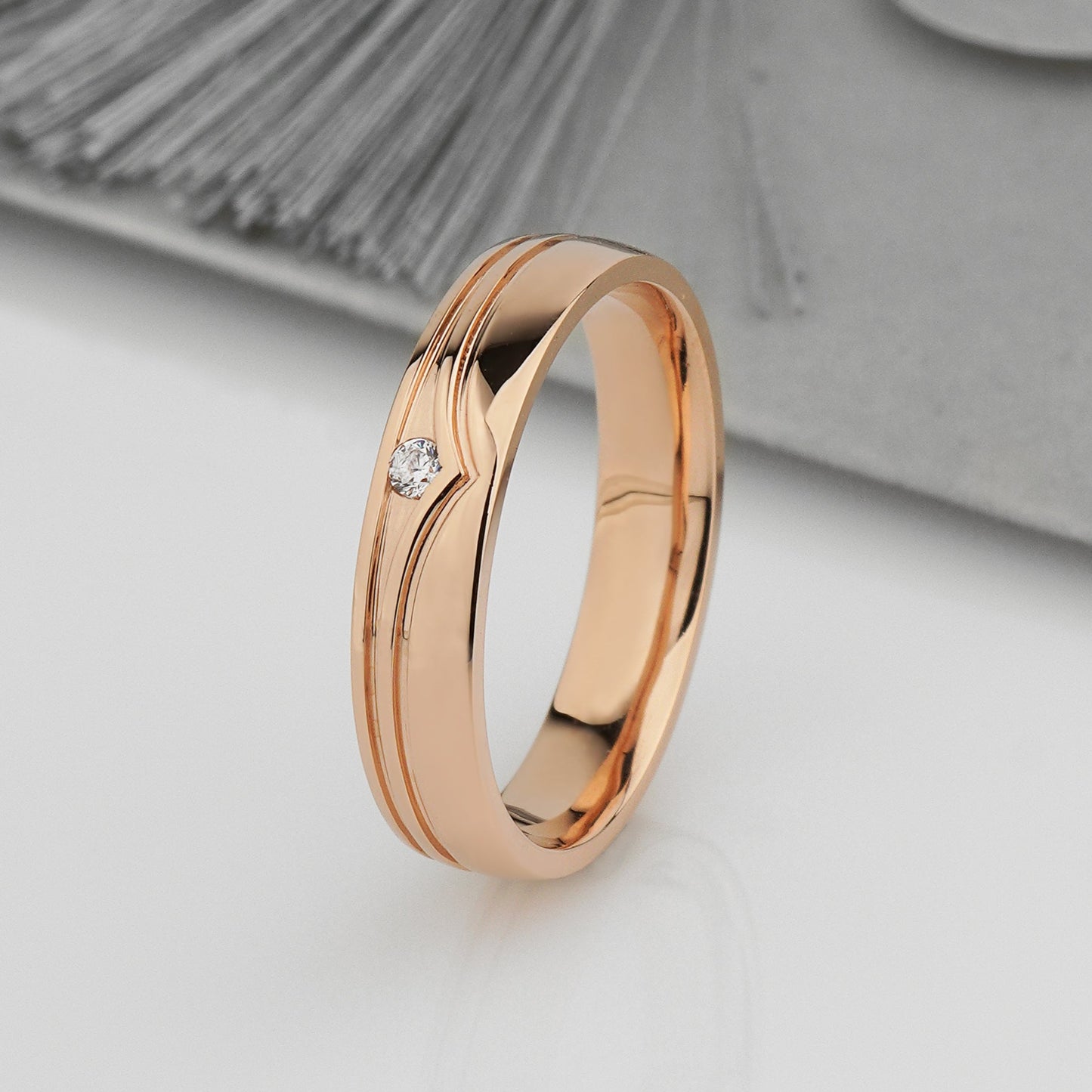 rose gold wedding rings set