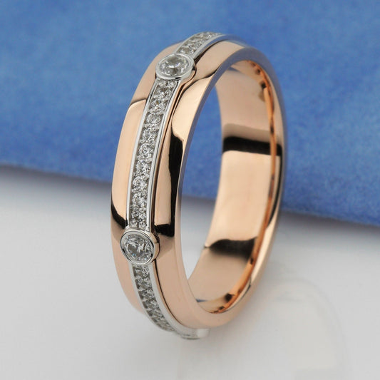 Two - tone gold wedding ring - 14k gold band - 14k gold ring - bridal ring - escorialjewelry