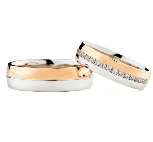Two - tone gold wedding rings - couple rings - couple rings set - couple wedding bands - escorialjewelry