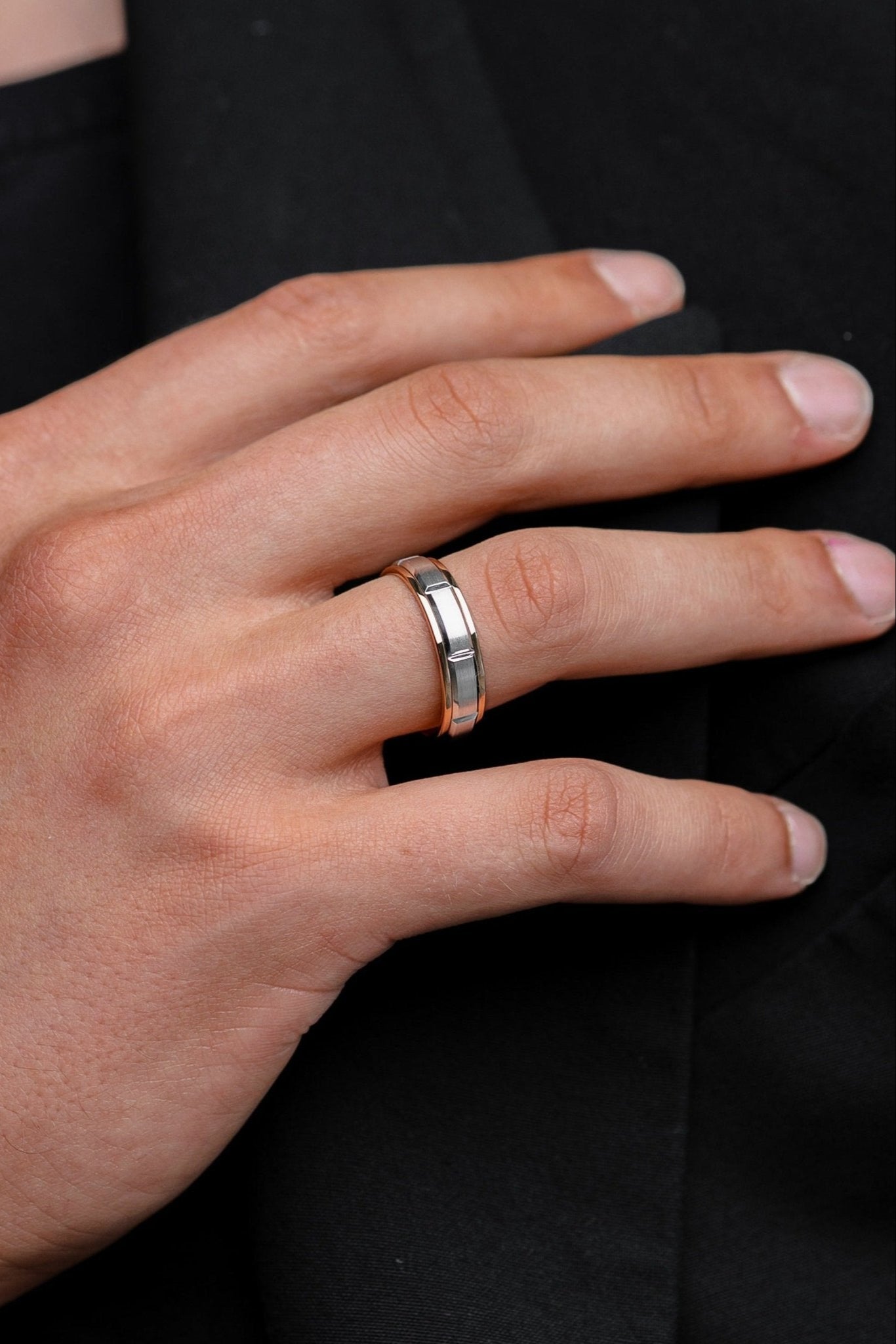 Two - tone mens wedding band - 14k gold band - gold bands - gold rings - escorialjewelry