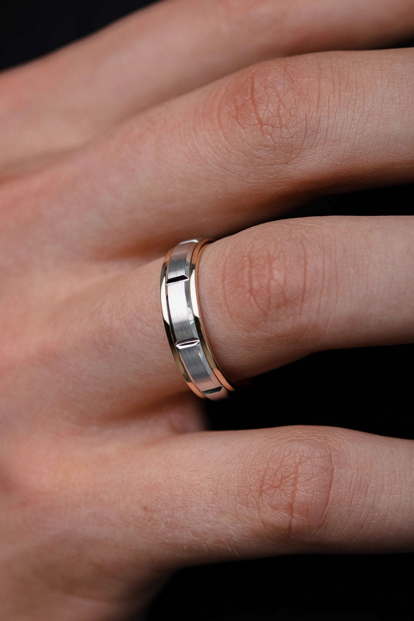 Two - tone mens wedding band - 14k gold band - gold bands - gold rings - escorialjewelry