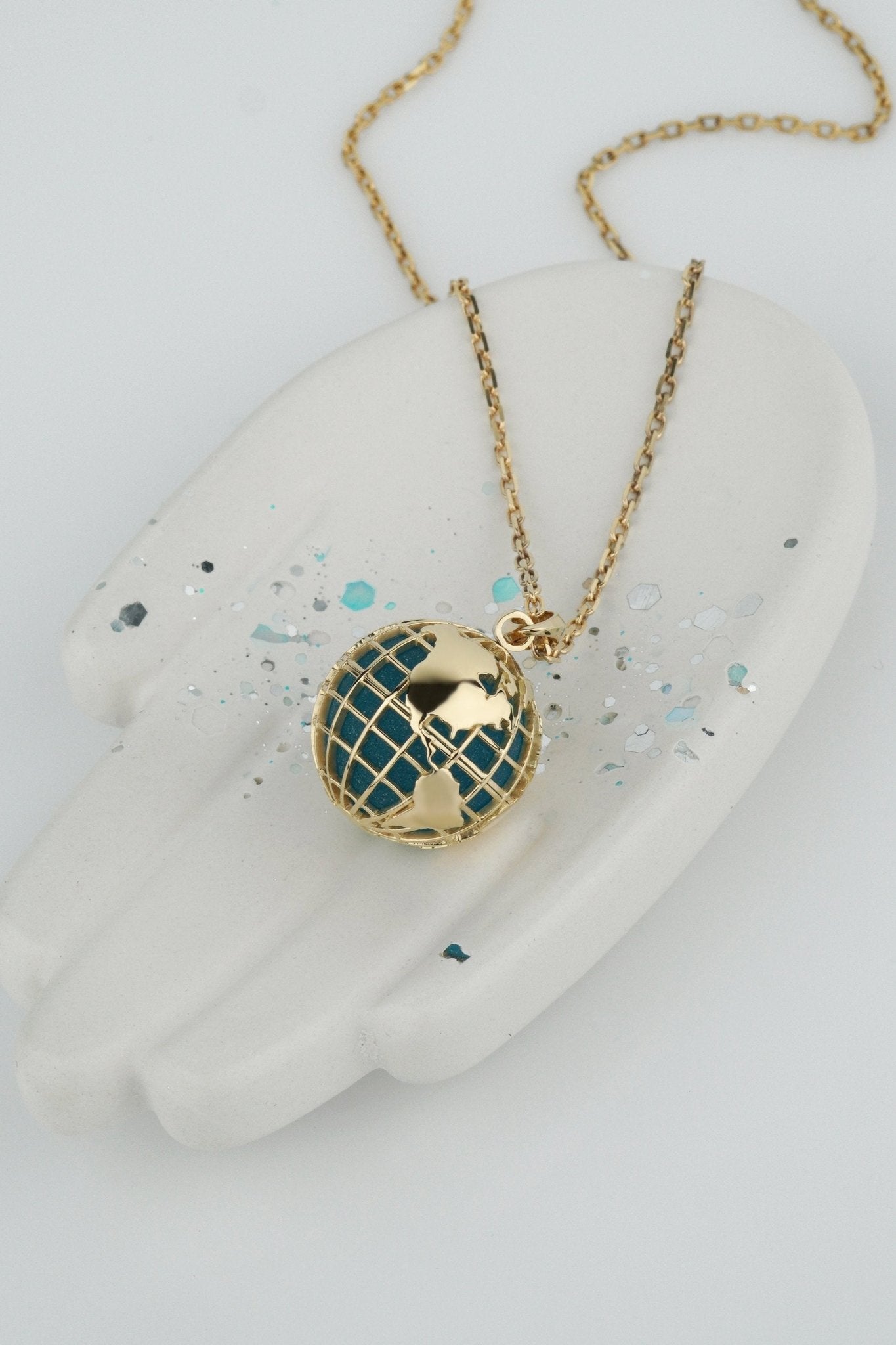 Unique Globe Pendant. World Map Necklace. - Gold Earth Necklace - gold earth pendant - gold globe necklace - escorialjewelry
