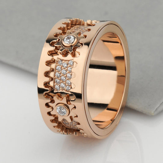 Unique gold spinner ring - 14k gold band - 14k gold ring - bridal ring - escorialjewelry