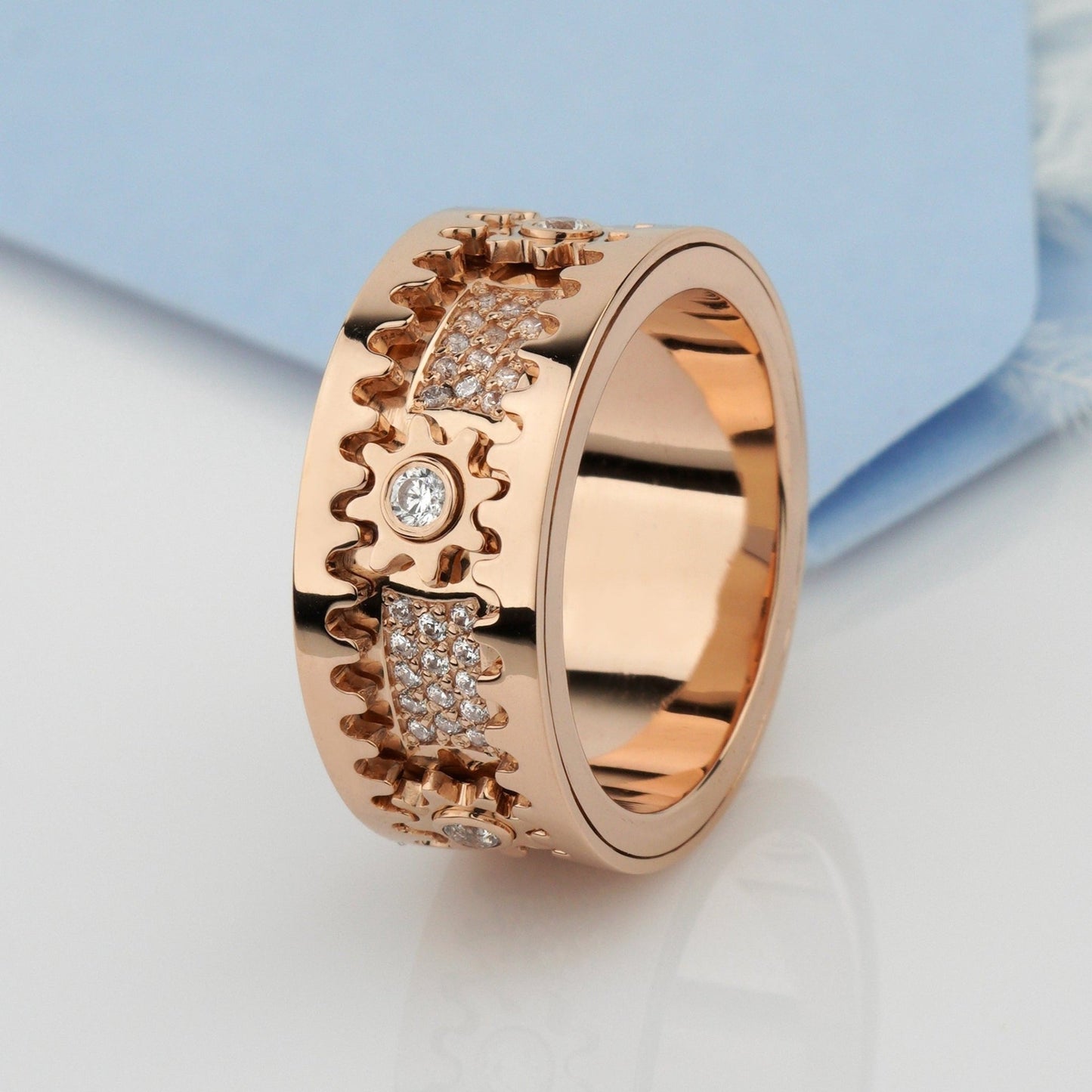 Unique gold spinner ring - 14k gold band - 14k gold ring - bridal ring - escorialjewelry