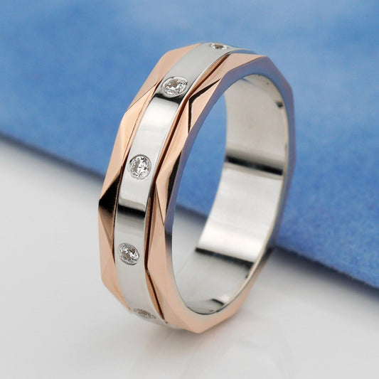 Unique gold wedding band with faceted details. - 14k gold band - 14k gold ring - bridal ring - escorialjewelry